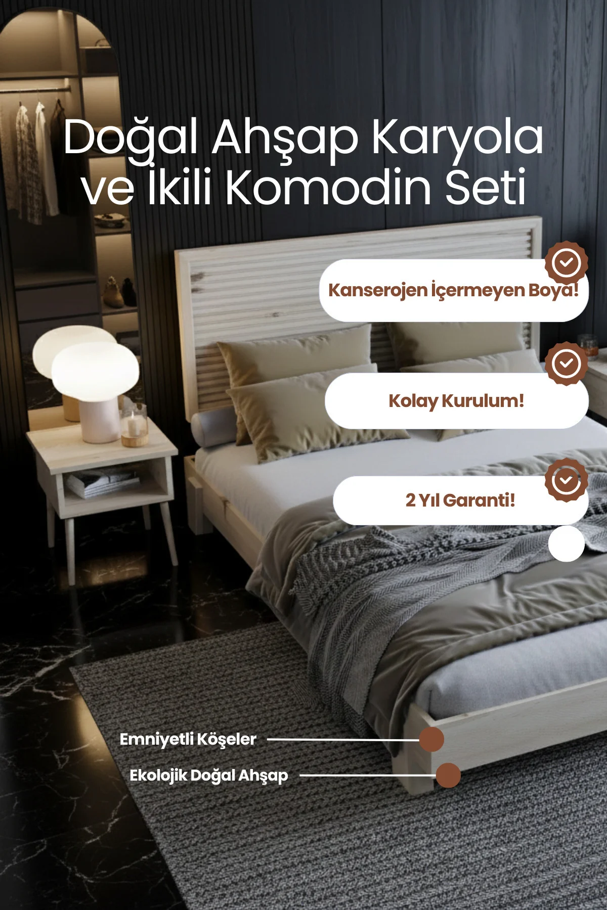 Alaz Yatay Başlıklı Masif Doğal Ahşap Karyola ve İki Adet Komodin Seti Alaz Yatay Başlıklı Masif Doğal Ahşap Karyola ve İki Adet Komodin Seti Fiyatı, Yorumları ve Özellikleri