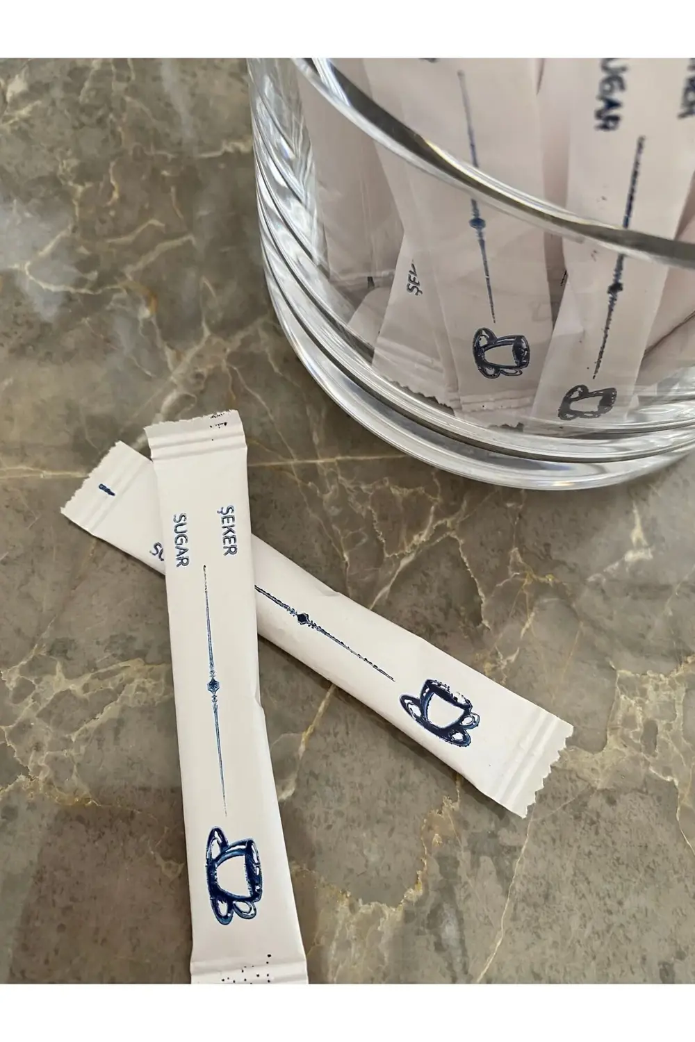 Alazpack Stick Şeker Beyaz Şeker Toz Şeker Çubuk Şeker Mavi Renk