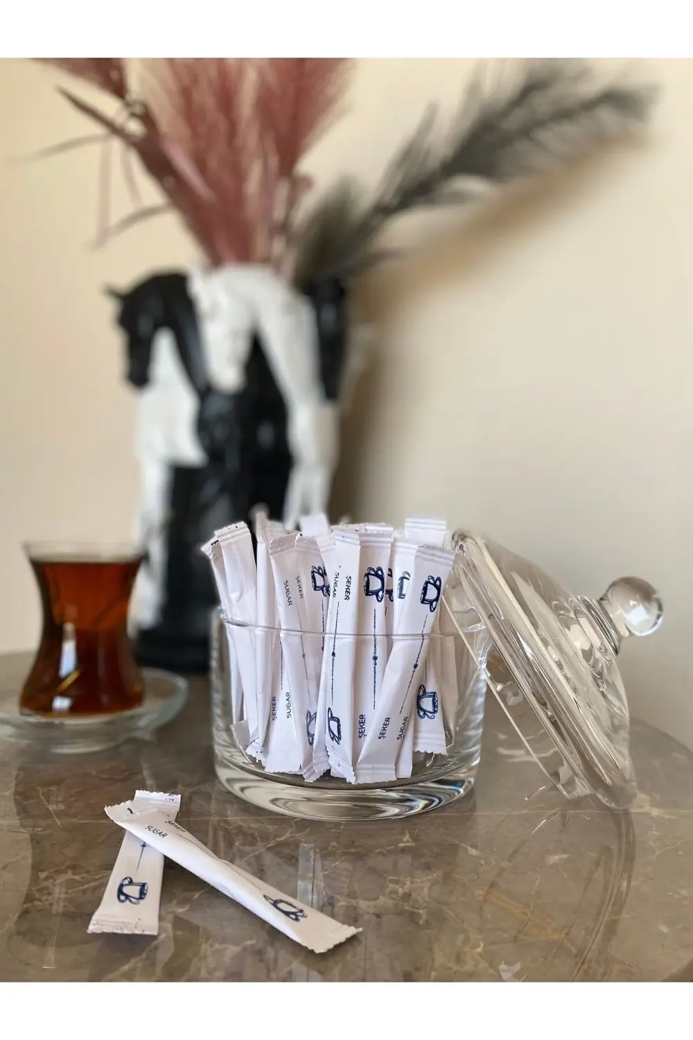 Alazpack Stick Şeker Beyaz Şeker Toz Şeker Çubuk Şeker Mavi Renk