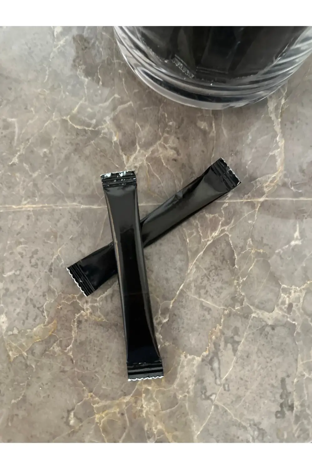 Alazpack Stick Şeker Siyah Baskılı Beyaz Şeker Toz Şeker 3gr 1000