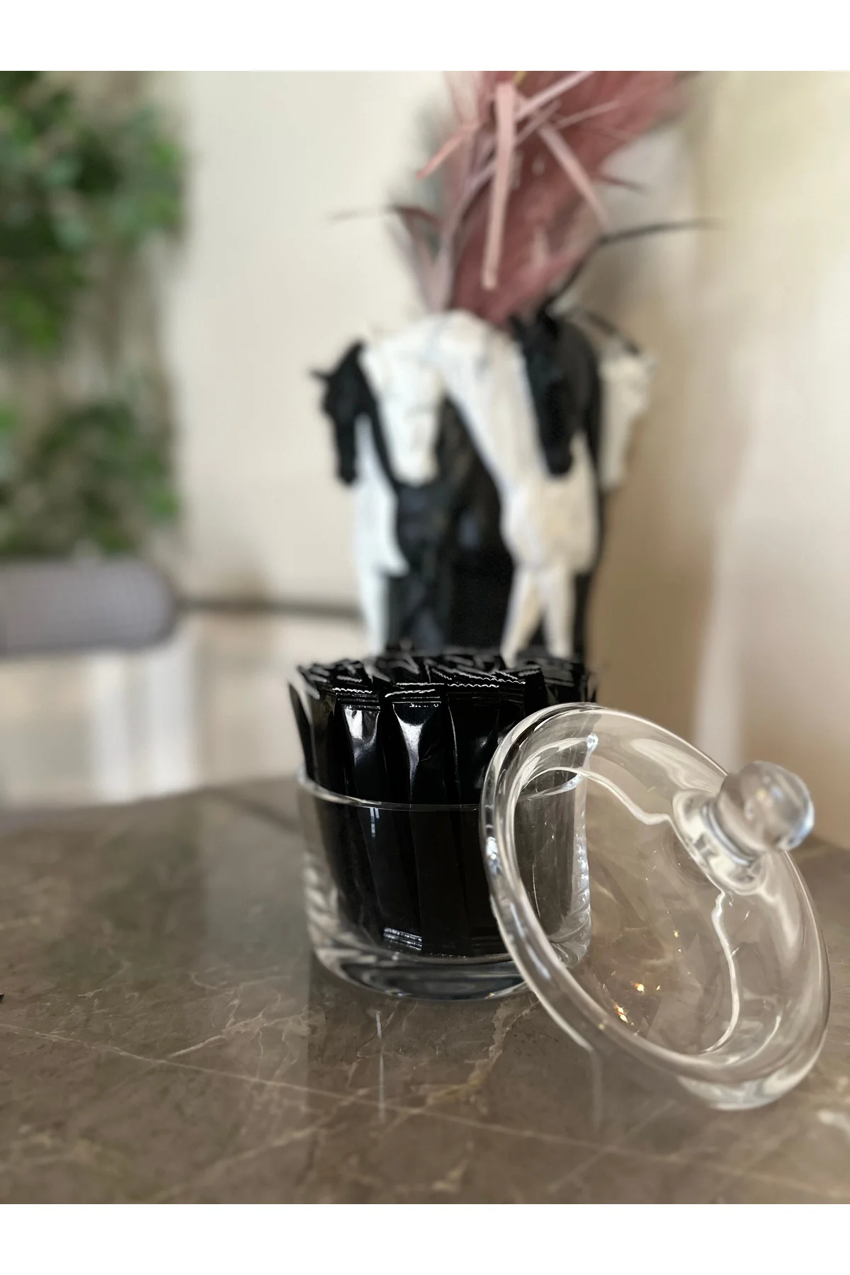 Alazpack Stick Şeker Siyah Baskılı Beyaz Şeker Toz Şeker 3gr 1000