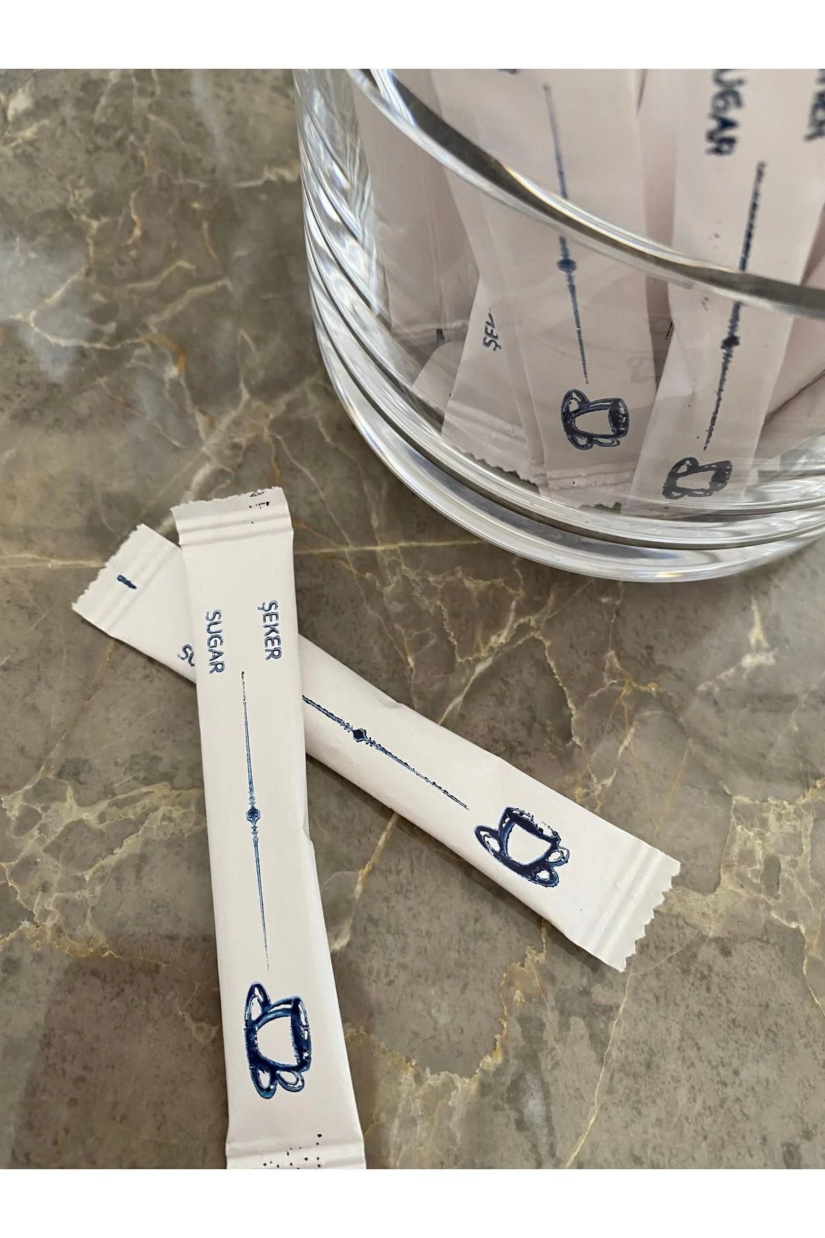 Alazpack Stick Şeker Beyaz Şeker Toz Şeker Çubuk Şeker Mavi Renk 