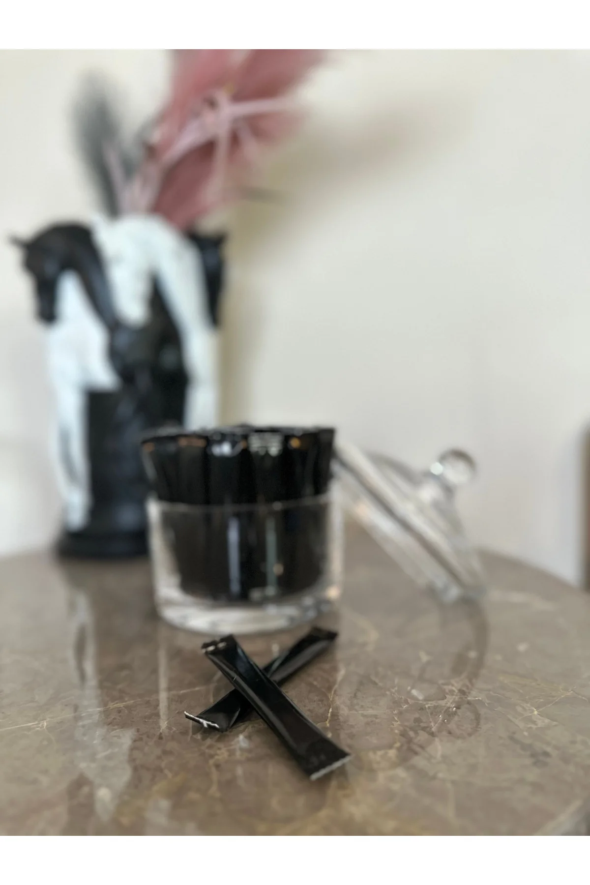 Alazpack Stick Şeker Siyah Baskılı 3gr 100 Adet Toz Şeker Çubuk Ş