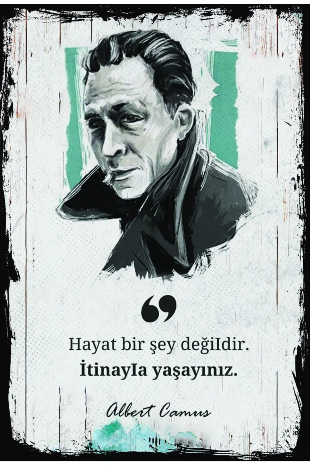 Albert Camus Temalı Ahşap Tablo