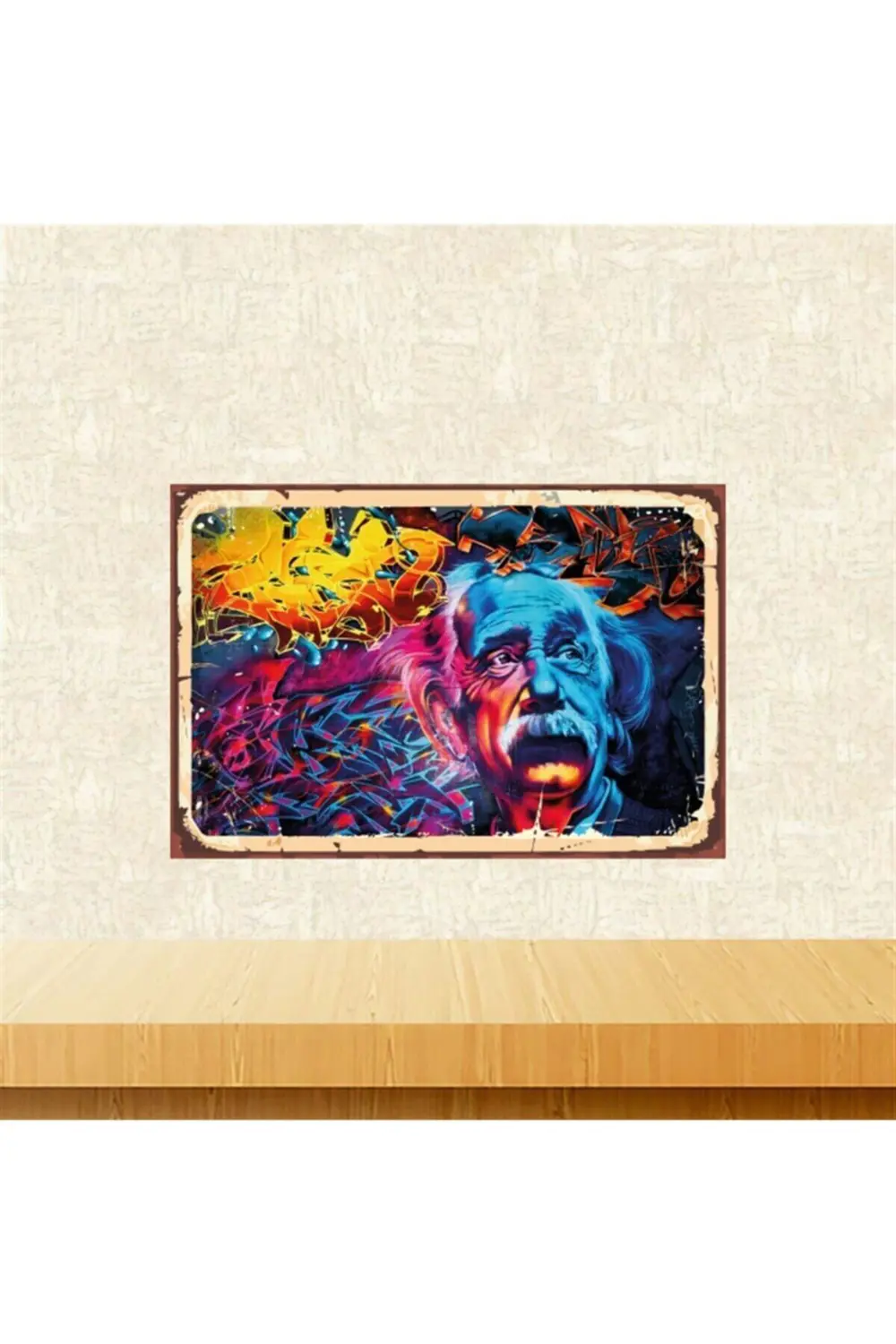 Albert Einstein Tasarımlı 20-30 cm Retro Ahşap Tablo Tkfx5419