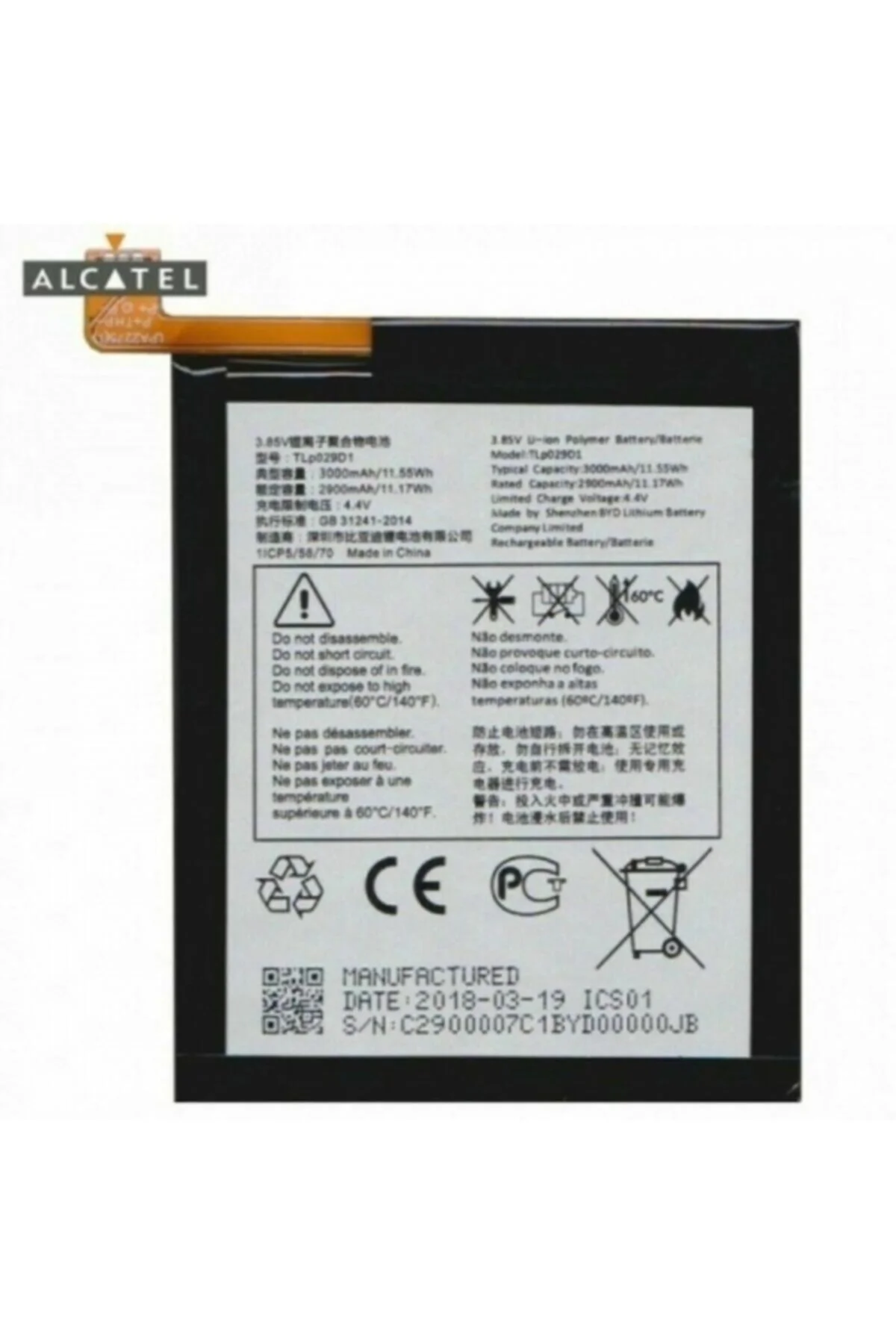 Alcatel 3 Uyumlu Ot 5052d-alcatel 5 5086d-alcatel 3l Pil Batarya Tlp029d
