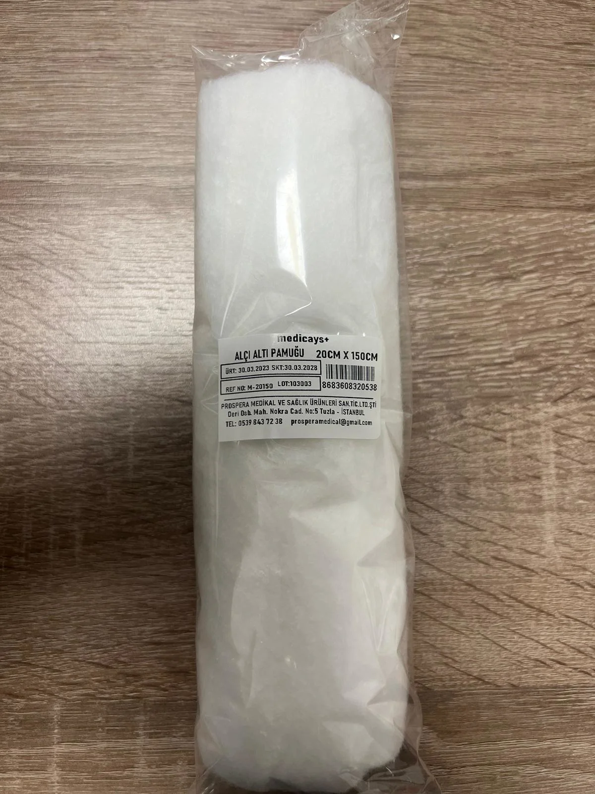 Alçı Altı Pamuğu 20x150cm – Medikal Pamuk Bandaj, Cilt Koruyucu