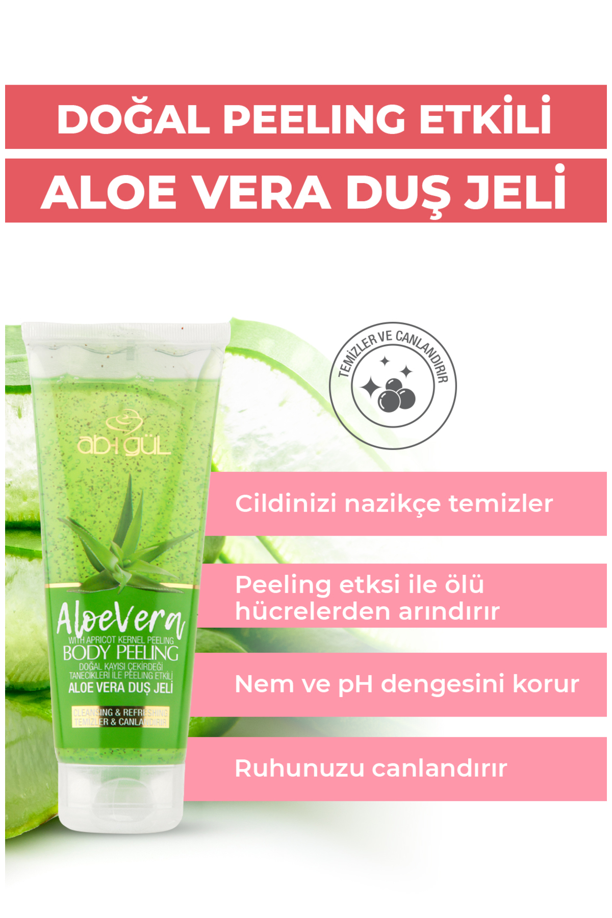 Aleo Vera Body Peeling Doğal Kayısı Çekirdeği Tanecikleri 250 Ml