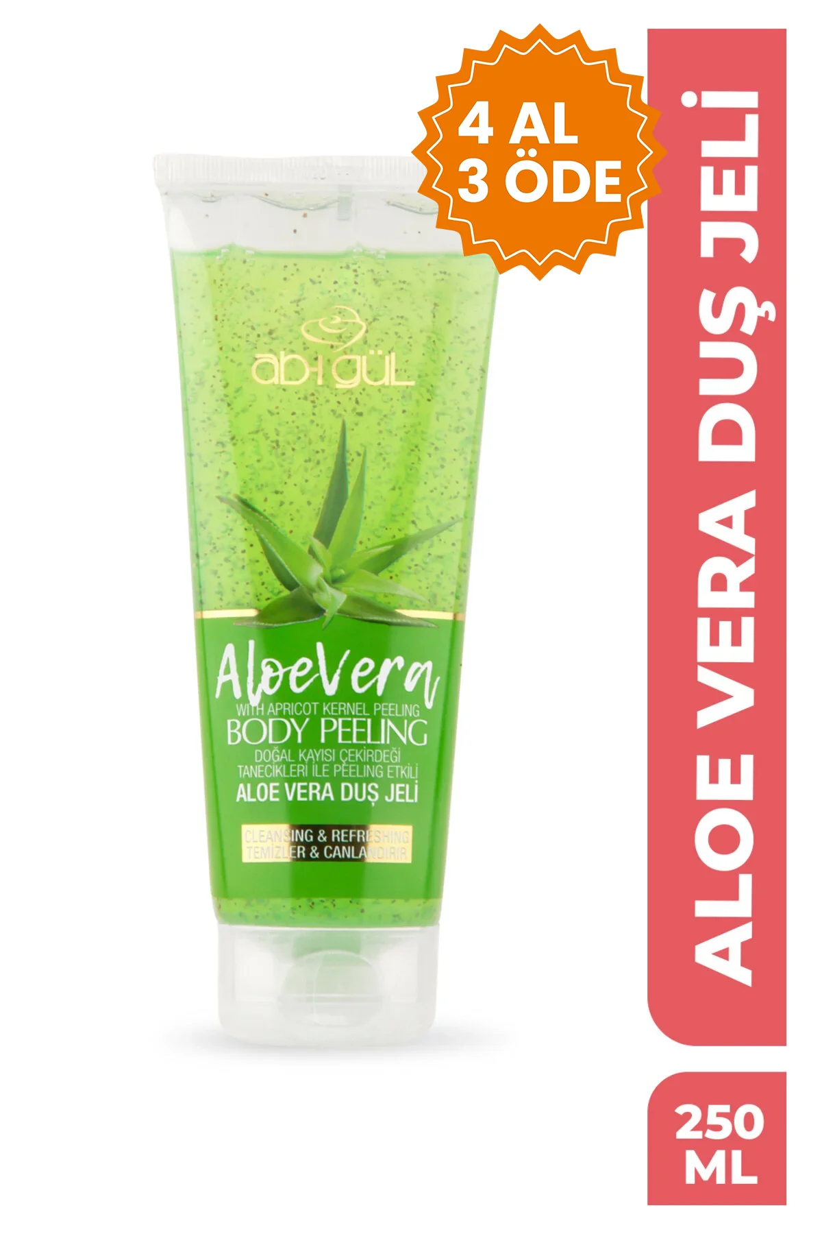 Aleo Vera Body Peeling Doğal Kayısı Çekirdeği Tanecikleri 250 Ml