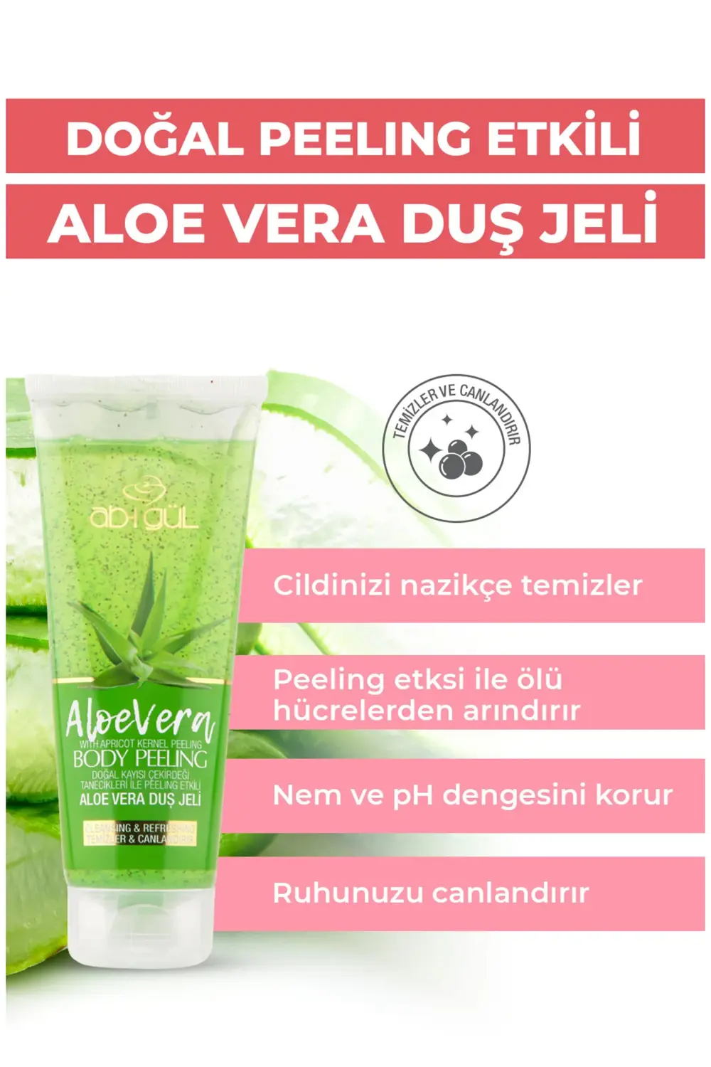 Aleo Vera Body Peeling Doğal Kayısı Çekirdeği Tanecikleri 250 Ml