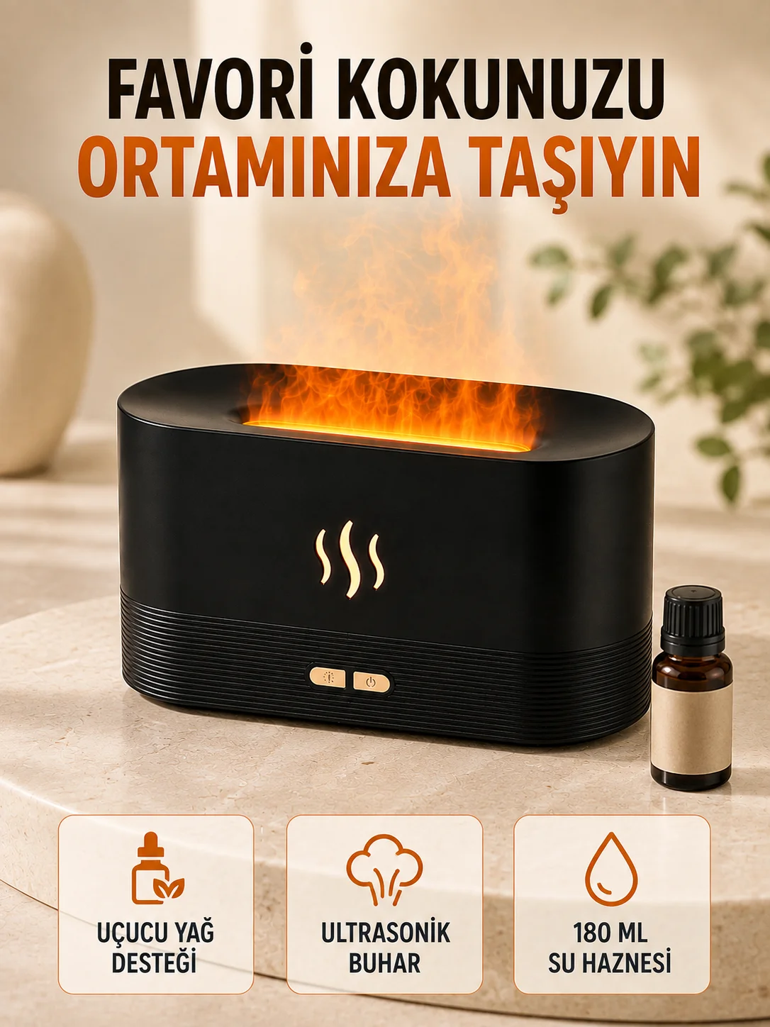 Alev Efektli Aroma Difüzörü Uçucu Yağ Destekli USB Hava Nemlendirici Alev Efektli Aroma Difüzörü Uçucu Yağ Destekli USB Hava Nemlendirici