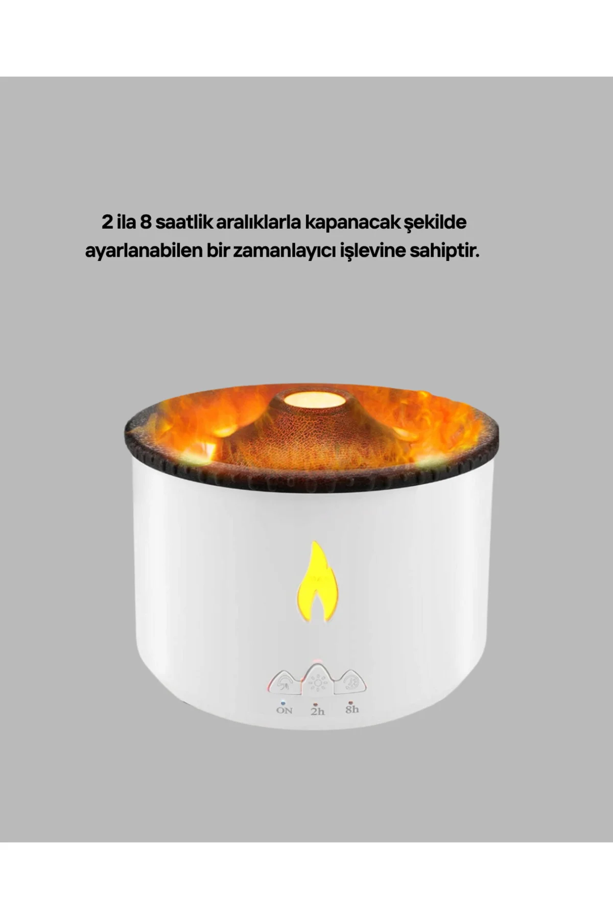 Alev Efektli Aromaterapi Difüzörü – 360 ml Su Hazneli, Sessiz ve Zaman Ayarlı
