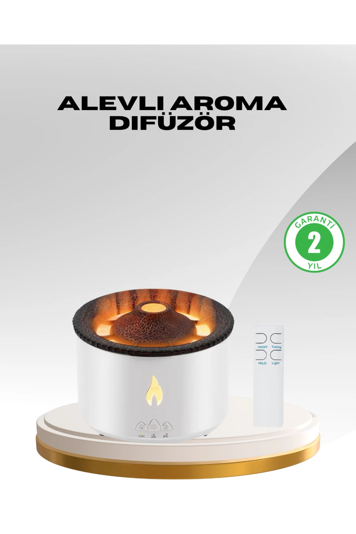 Alev Efektli Aromaterapi Difüzörü – 360 ml Su Hazneli, Sessiz ve Zaman Ayarlı