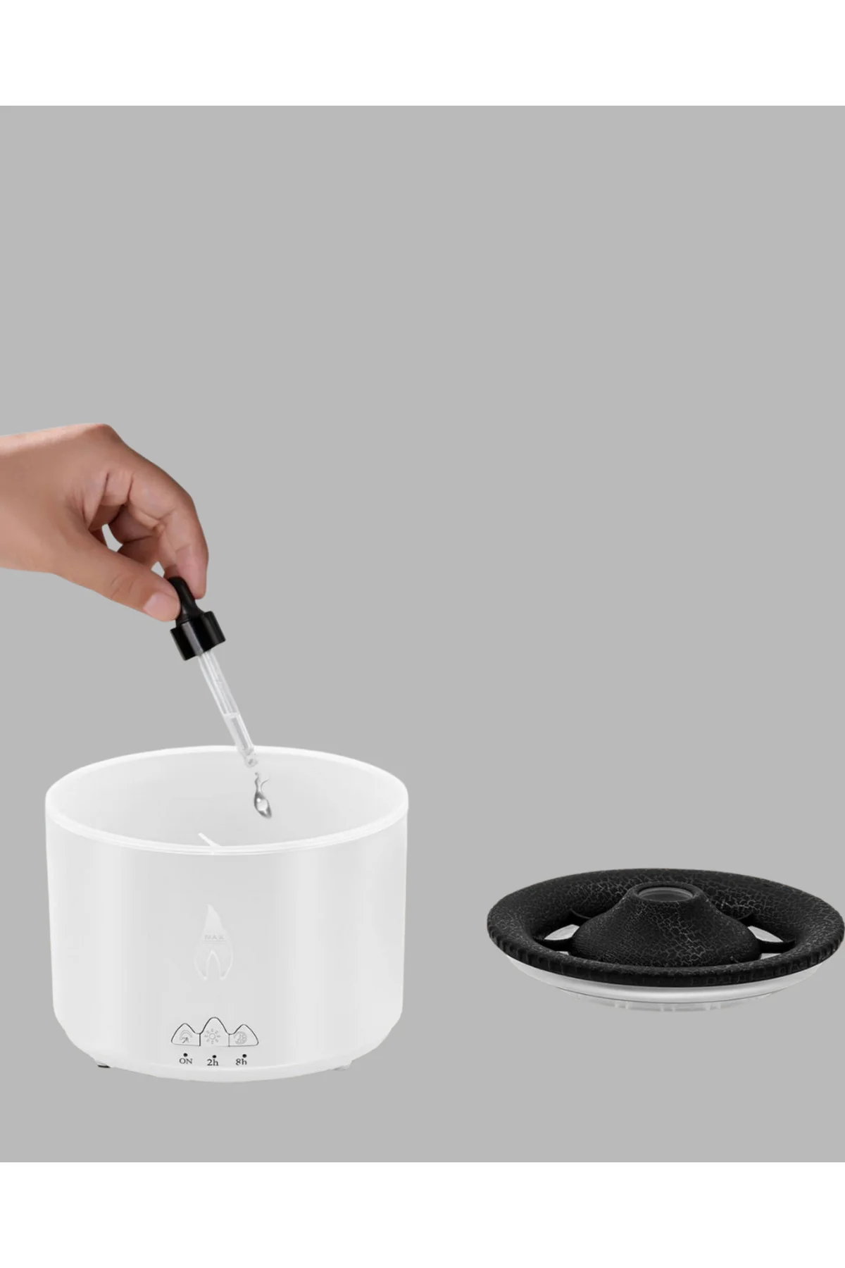 Alev Efektli Aromaterapi Difüzörü – 360 ml Su Hazneli, Sessiz ve Zaman Ayarlı