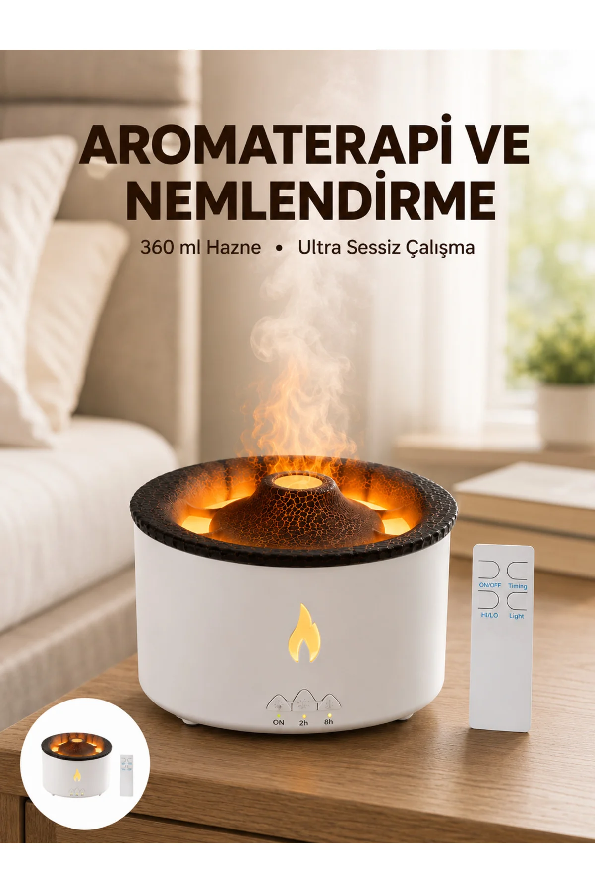 Alev Efektli Aromaterapi Difüzörü – 360 ml Su Hazneli, Sessiz ve Zaman Ayarlı Yeni Nesil Alev Efektli Aromaterapi Difüzörü – 360 ml Su Hazneli, Sessiz ve Zaman Ayarlı Yeni Nesil