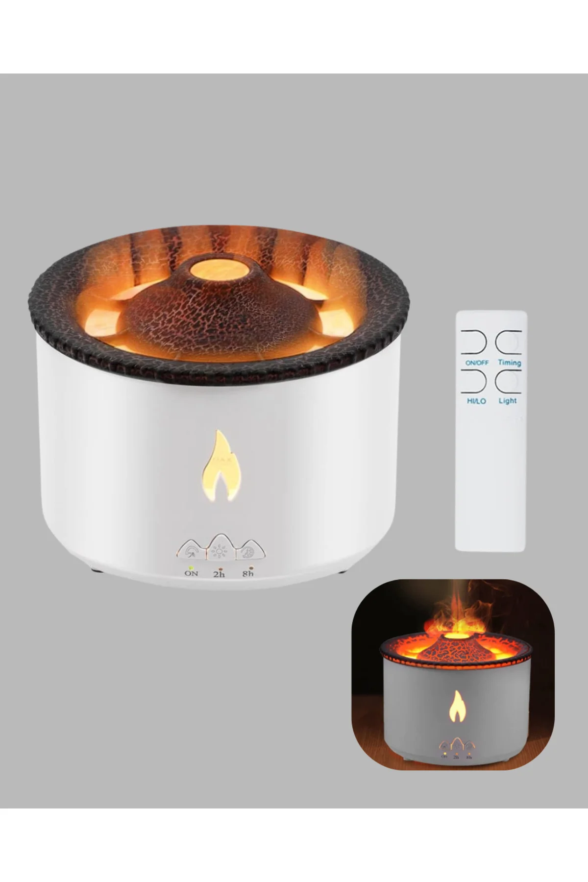 Alev Efektli Aromaterapi Difüzörü – 360 ml Su Hazneli, Sessiz ve Zaman Ayarlı