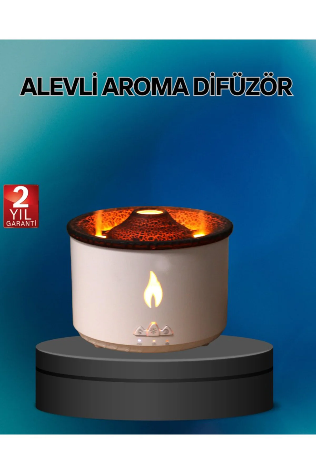 Alev Efektli Buhar Makinesi – Aromaterapi, Nemlendirme ve Işık Modlu Tasarım