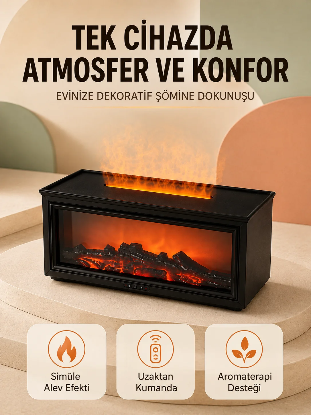 Alev Efektli Hava Nemlendirici Aromaterapi Difüzörü Uzaktan Kumandalı 250 ML Fiyatı, Yorumları ve Özellikleri