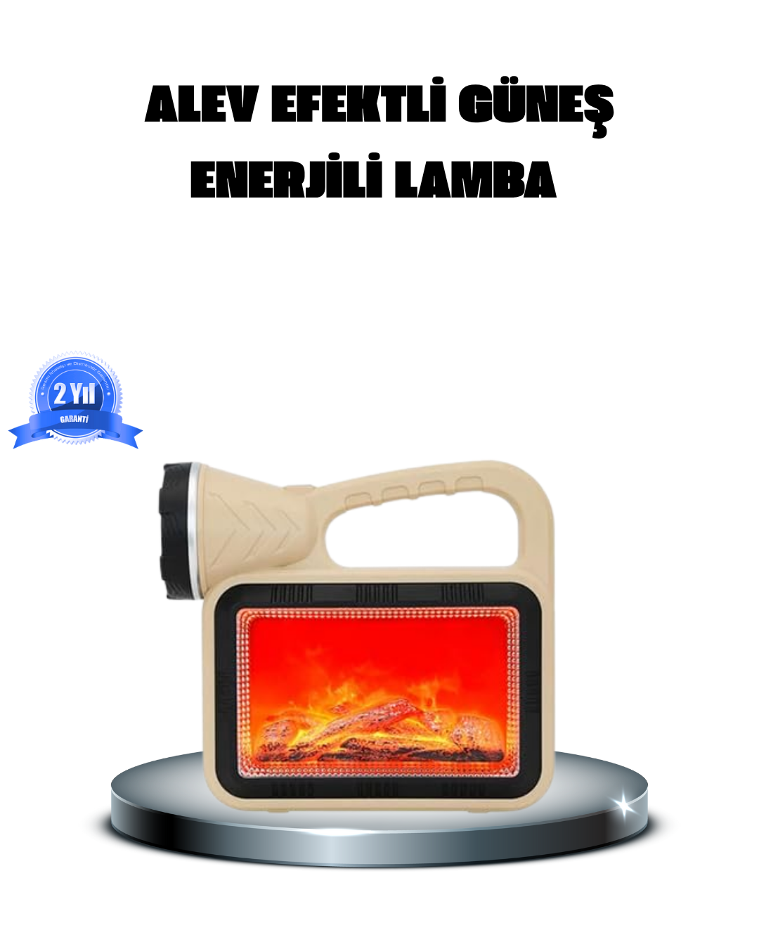 Alev Efektli Solar Lamba COB Işıklı Taşınabilir Bahçe Kamp Aydınl