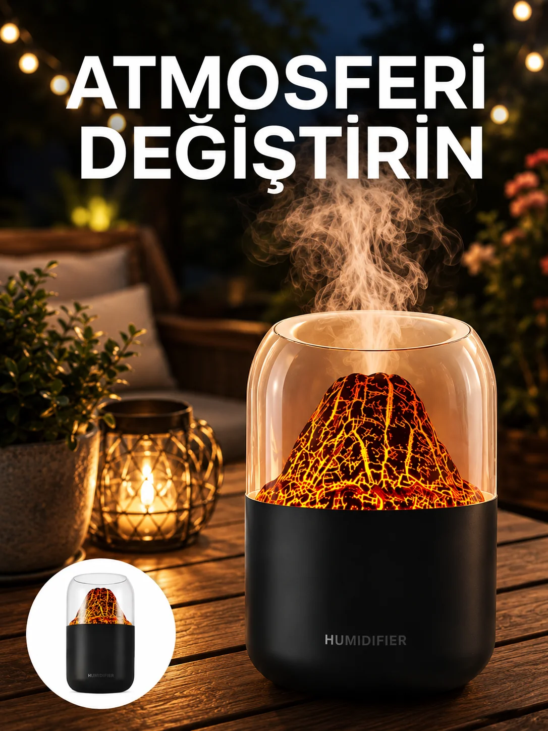 Alev Efektli Ultrasonik Difüzör – Sessiz Çalışma Yeni Nesil
