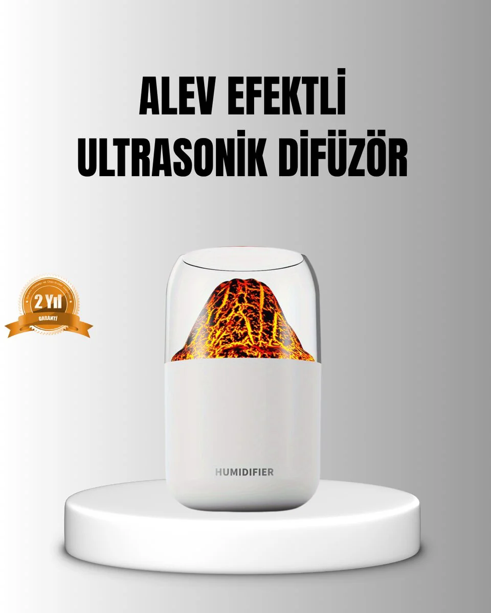 Alev Efektli Ultrasonik Uçucu Yağ Difüzörü 280ml Sessiz Çalışma - Ev İçin Nemlendirici & Aromaterapi Cihazı
