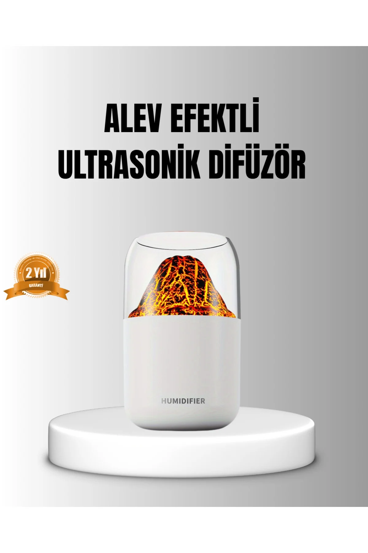 Alev Efektli Ultrasonik Uçucu Yağ Difüzörü 280ml Su Tanklı ve Sessiz Çalışma Özellikli