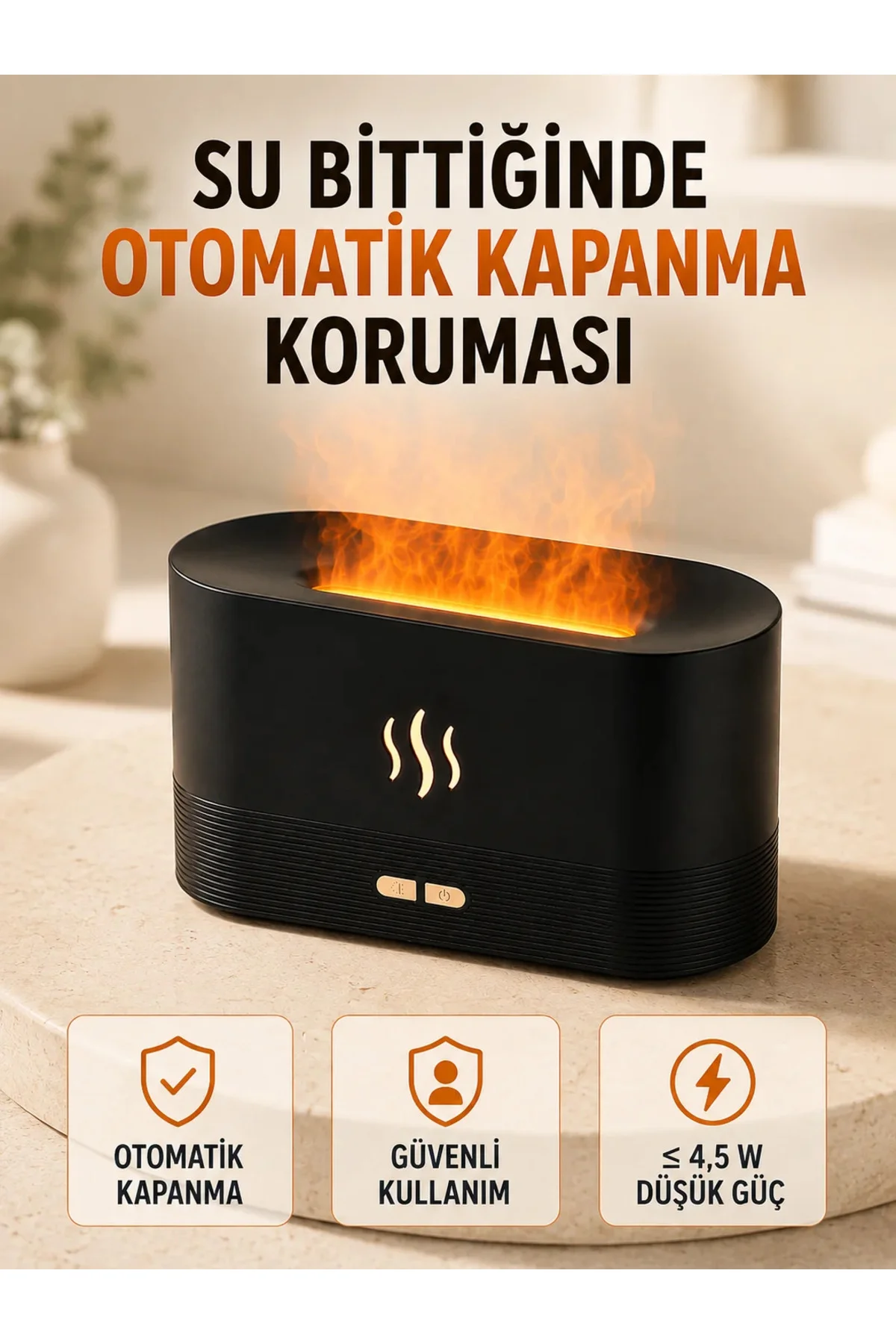 Alev Efektli Ultrasonik Aroma Difüzörü 180 ML LED Işıklı Hava Nemlendirici Alev Efektli Ultrasonik Aroma Difüzörü 180 ML LED Işıklı Hava Nemlendirici
