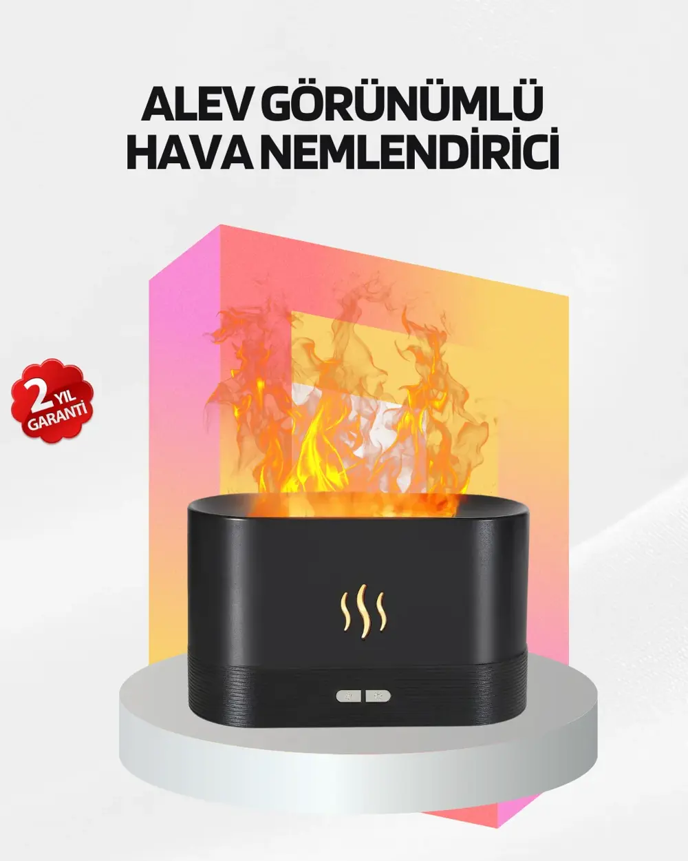 Alev Görünümlü Hava Nemlendirici Kumandalı LED Işıklı Aromatik Di