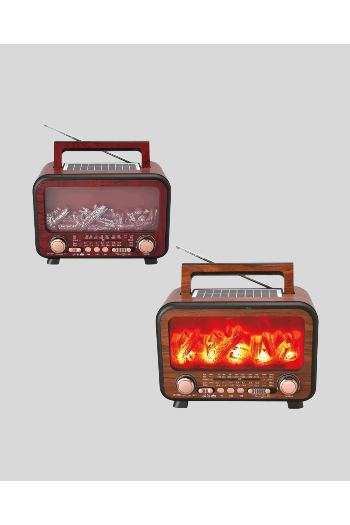 Alev Işığı Efektli Solar Bluetooth Hoparlör Radyo Destekli Taşınabilir Model