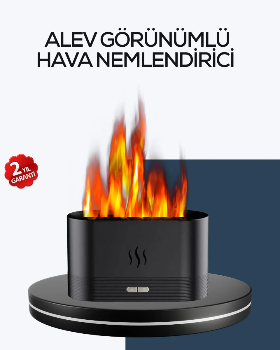 Alev Tasarımlı LED Işıklı Aromatik Difüzör ve Nemlendirici - Dekoratif ve Konforlu