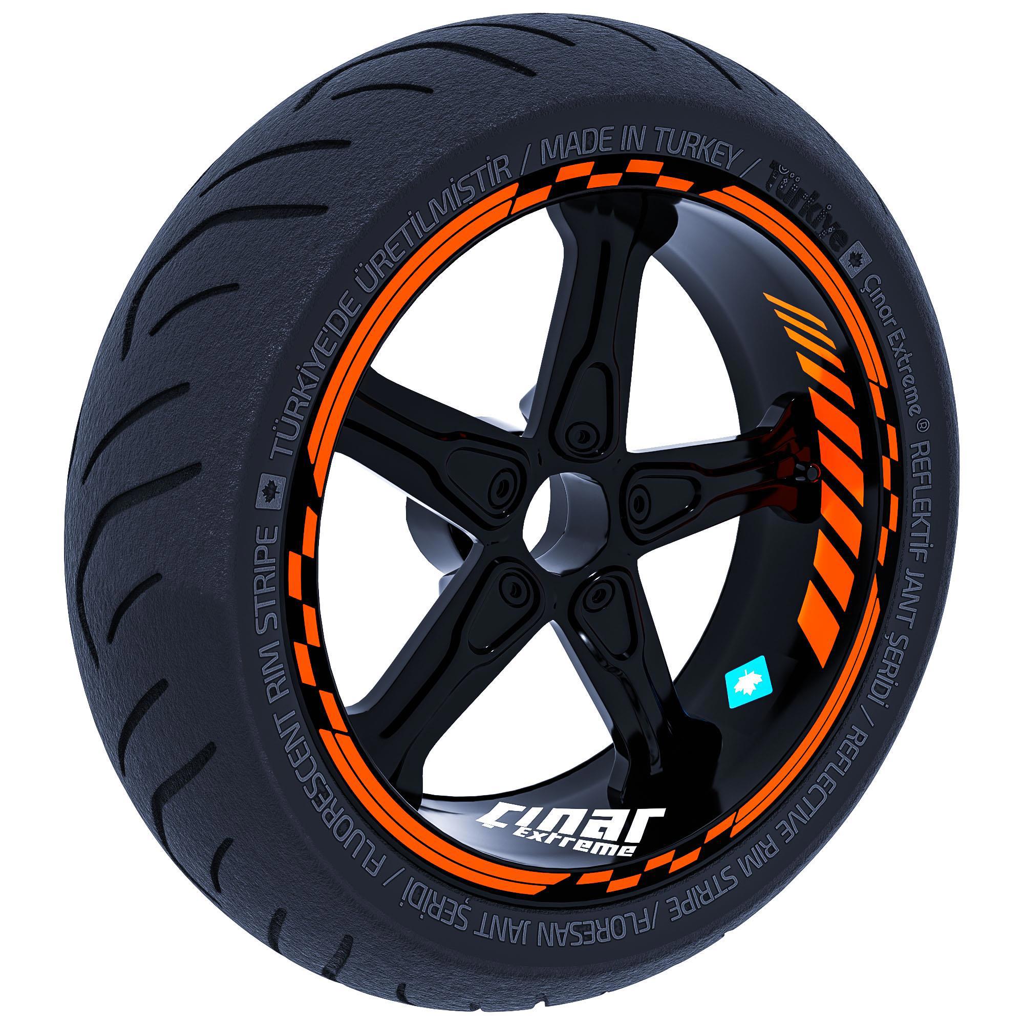 Alev Turuncusu Moto GP İç Dış Jant Şeridi Takım Sticker Çınar Ext