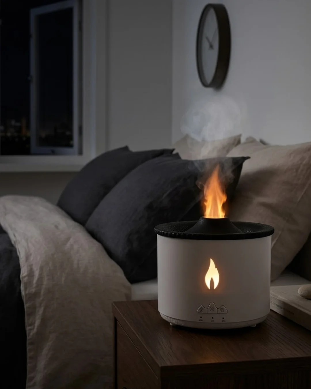 Alev ve Volkan Efektli Ultrasonik Aroma Difüzörü LED Gece Lambalı Hava Nemlendirici Alev ve Volkan Efektli Ultrasonik Aroma Difüzörü LED Gece Lambalı Hava Nemlendirici