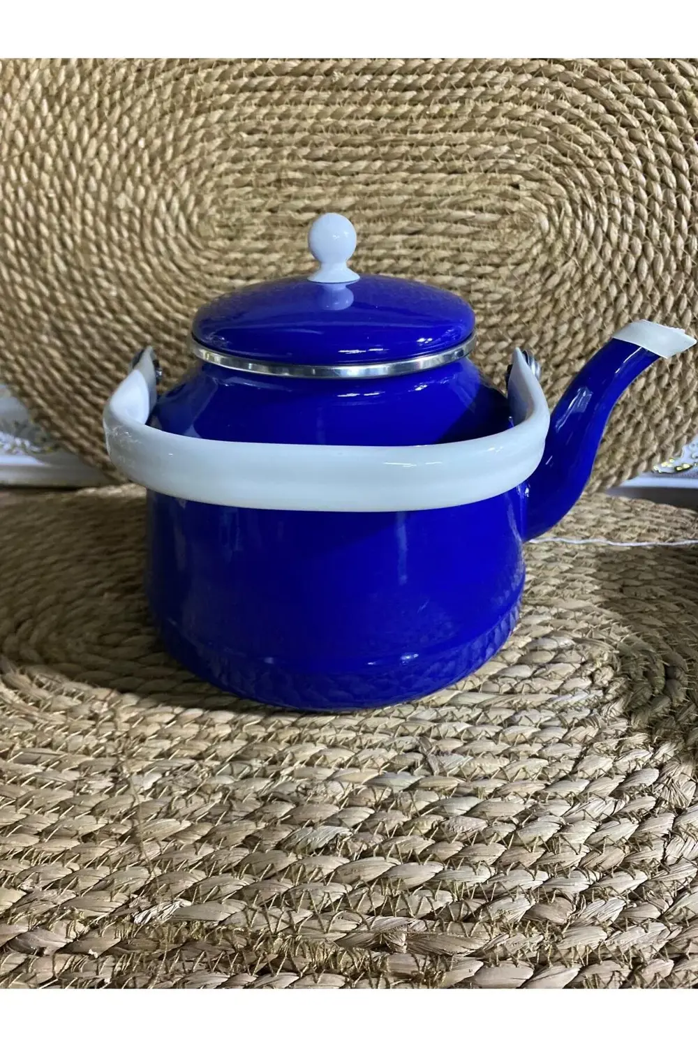 Alev Vintage Demlik - Emaye Çaydanlık Kettle - Mavi - 2.5 Litre