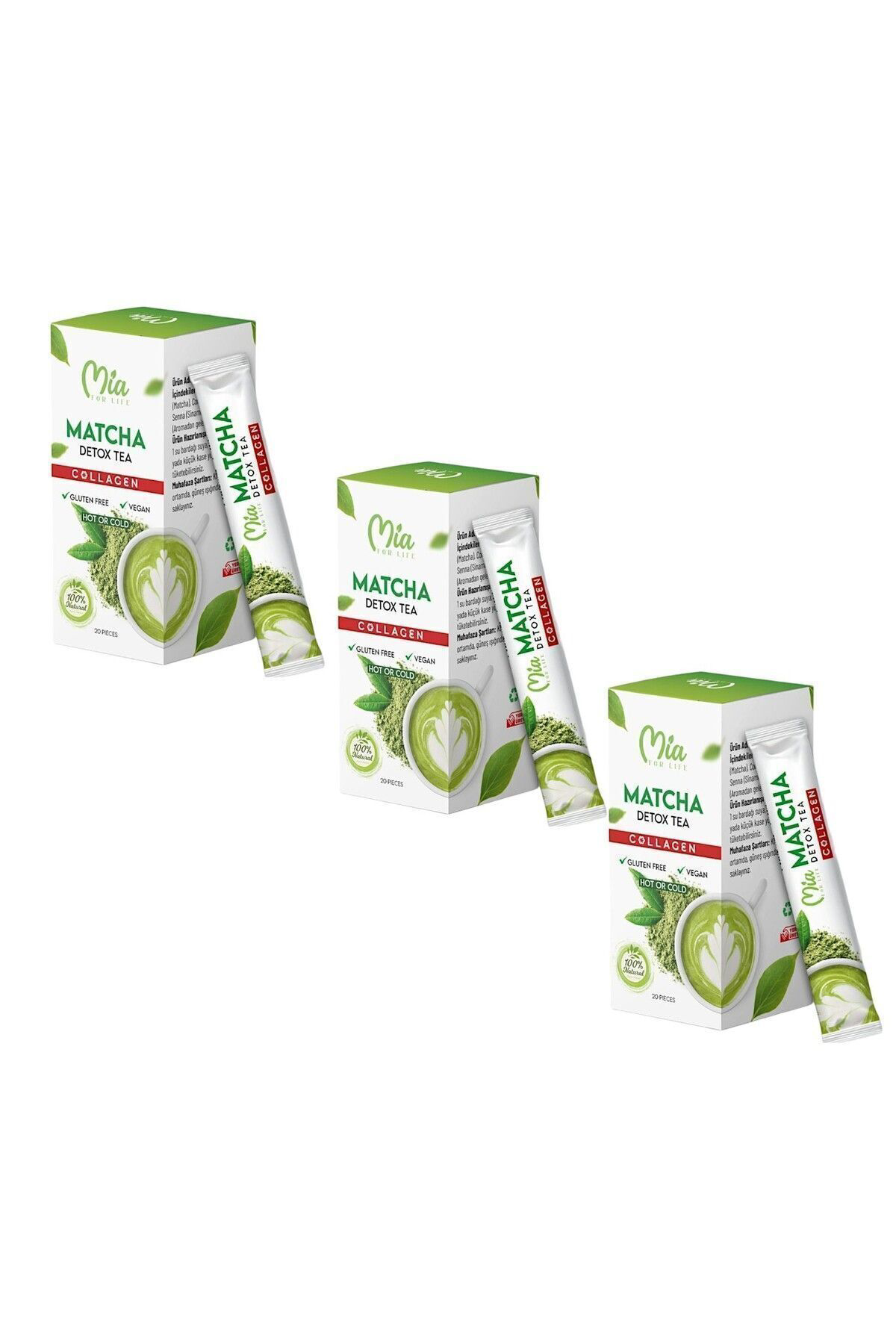 Mia For Life Aleyna Baharat Matcha Detox Tea Collagen Macha 20 Pcs 3 Kutu