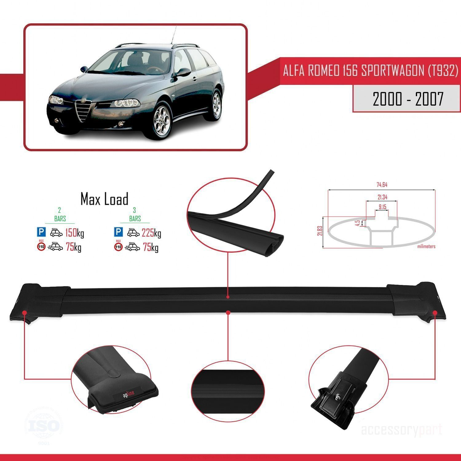 Alfa Romeo 156 Sportwagon (T932) 2000-2007 Arası ile Uyumlu FLY M