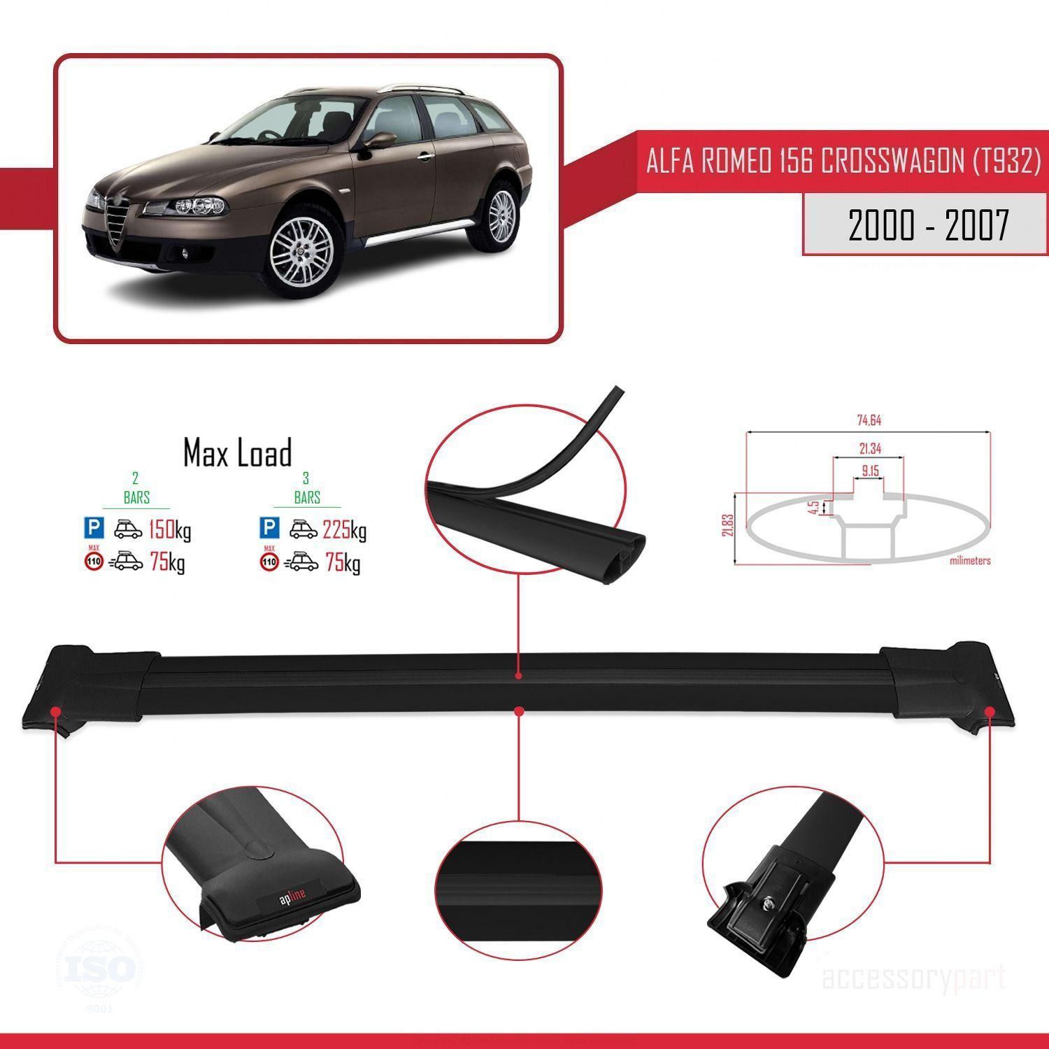 Alfa Romeo 156 Crosswagon (T932) 2000-2007 Arası ile Uyumlu FLY M