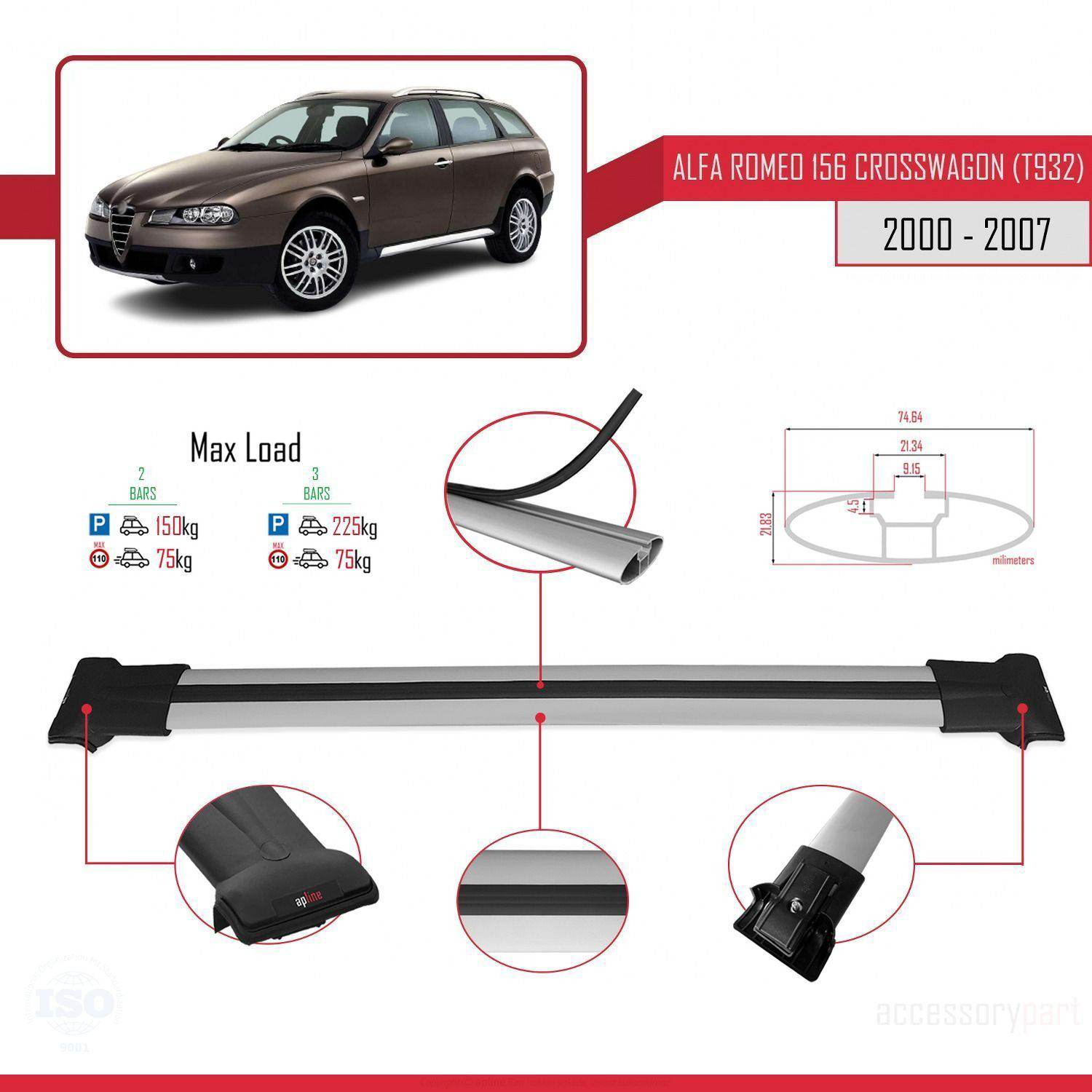Alfa Romeo 156 Crosswagon (T932) 2000-2007 Arası ile Uyumlu FLY M