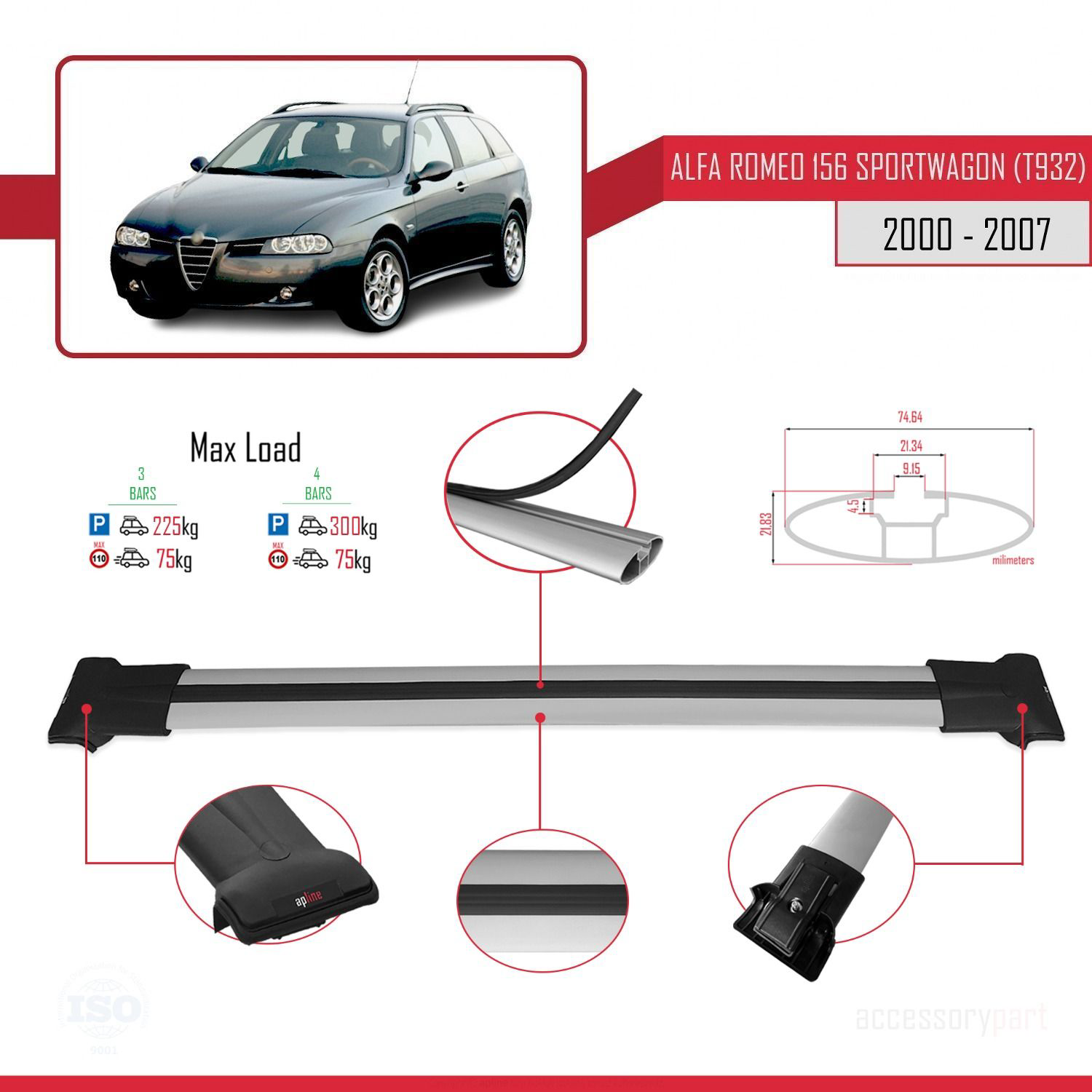 Alfa Romeo 156 Sportwagon (T932) 2000-2007 Arası ile Uyumlu FLY M