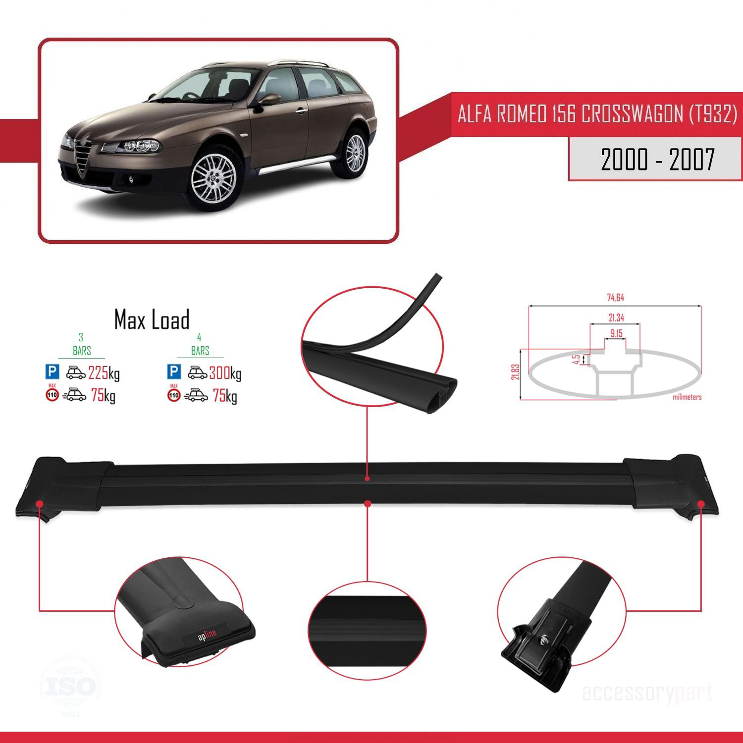 Alfa Romeo 156 Crosswagon (T932) 2000-2007 Arası ile Uyumlu FLY M