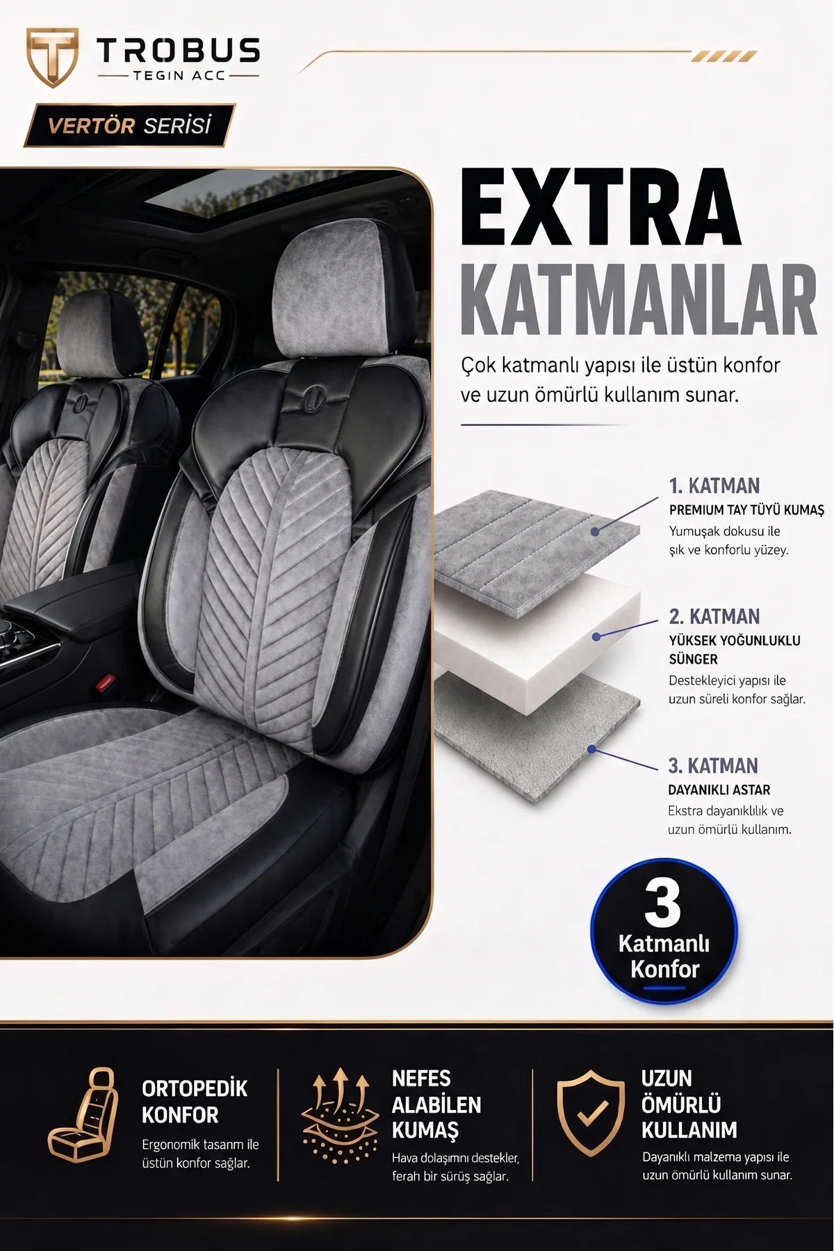 Alfa Romeo Giulietta 2010-2020 Uyumlu Süvari Serisi Tay Tüyü Gri Siyah Premium Koltuk Kılıfı Fiyatı, Yorumları ve Özellikleri