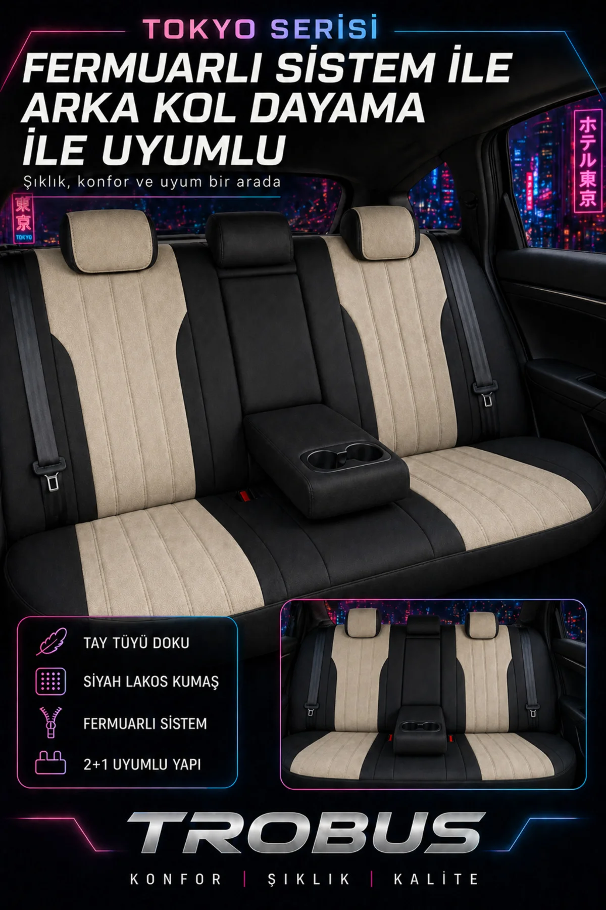 Alfa Romeo Giulietta 2010-2020 Bel Destekli Tay Tüyü Koltuk Kılıfı Tokyo Serisi Bej Siyah Fiyatı, Yorumları ve Özellikleri