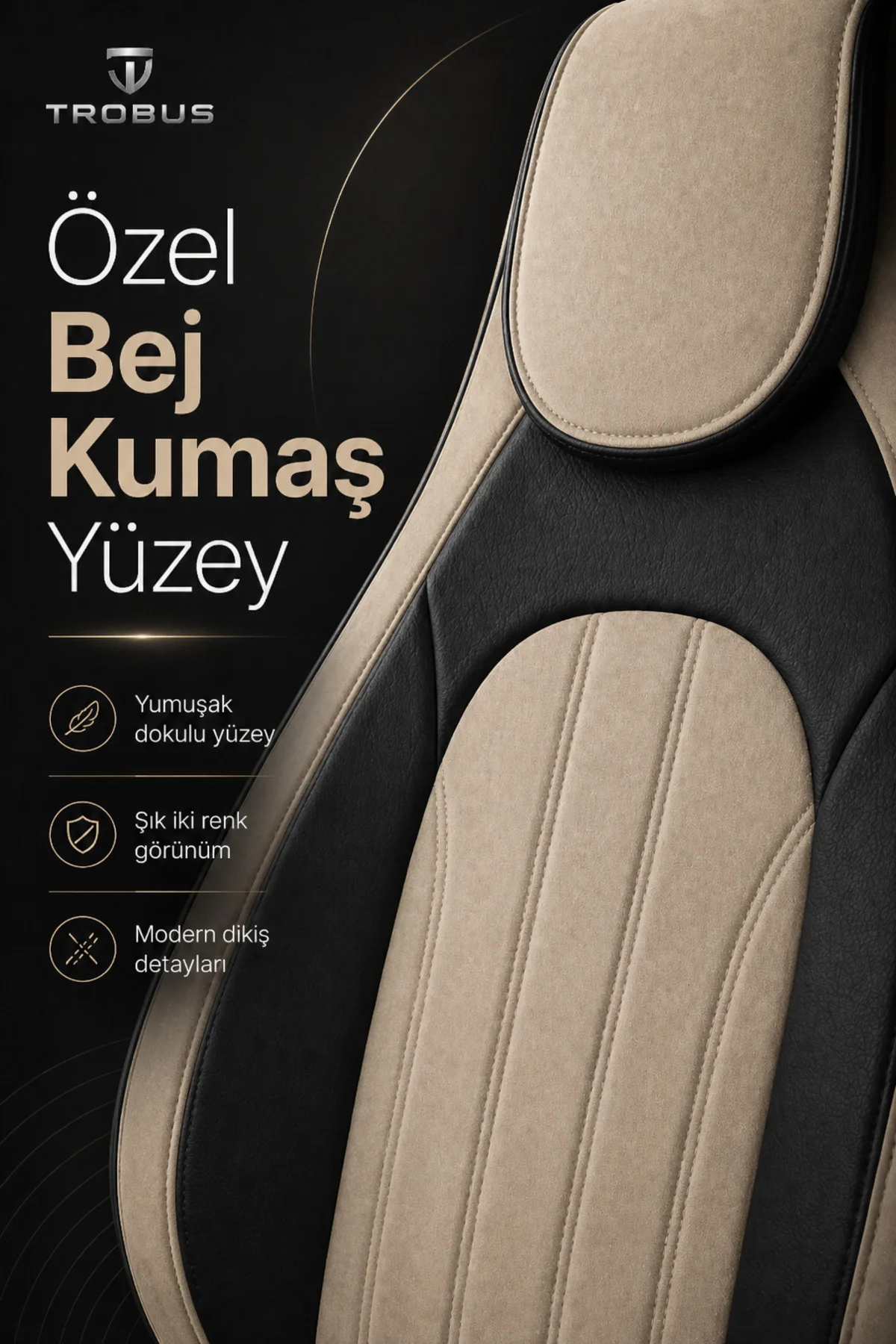 Alfa Romeo Giulietta 2010-2020 Bel Destekli Tay Tüyü Koltuk Kılıfı Tokyo Serisi Bej Siyah Fiyatı, Yorumları ve Özellikleri