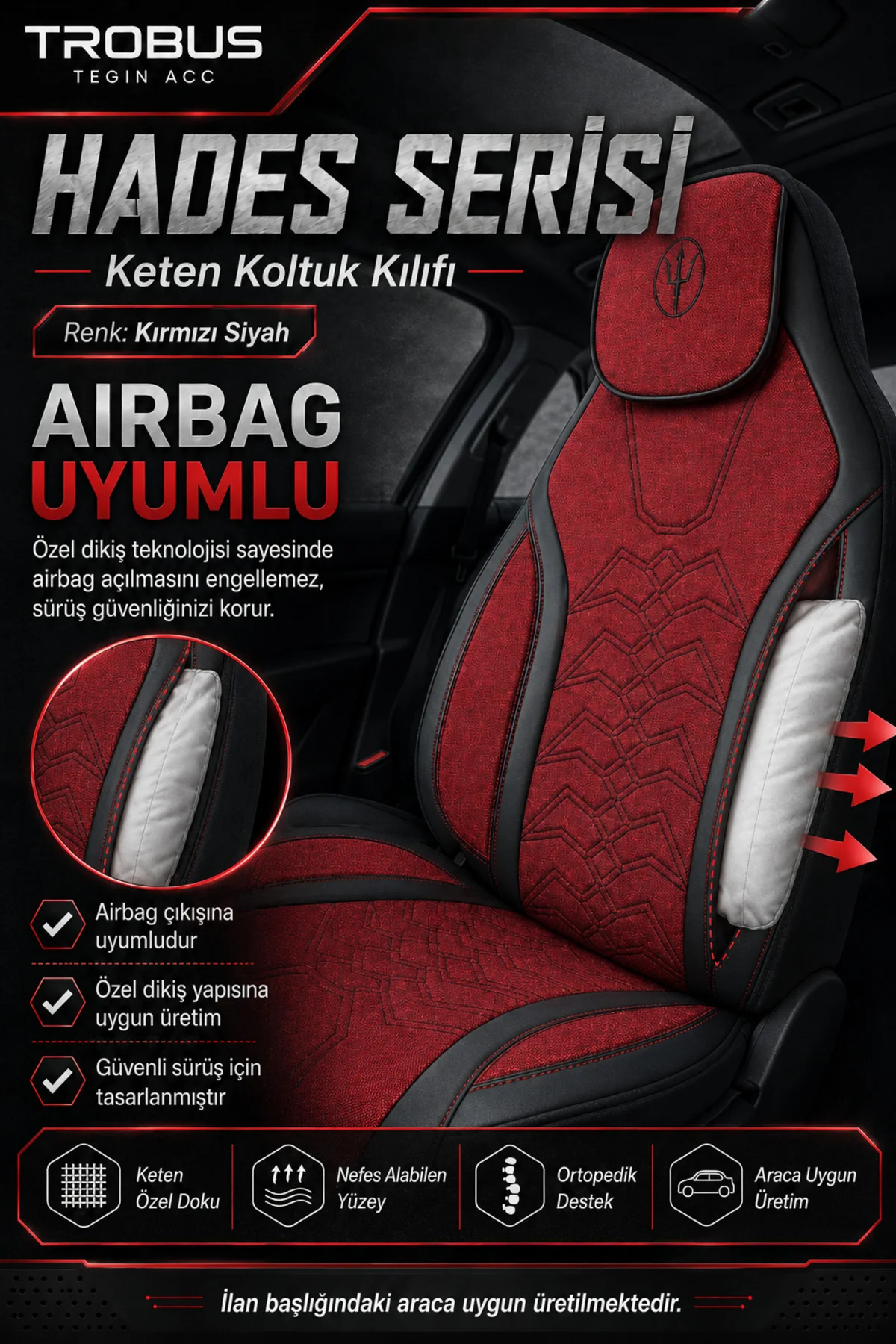 Alfa Romeo Giulietta 2010-2020 Uyumlu Hades Serisi Keten Koltuk K