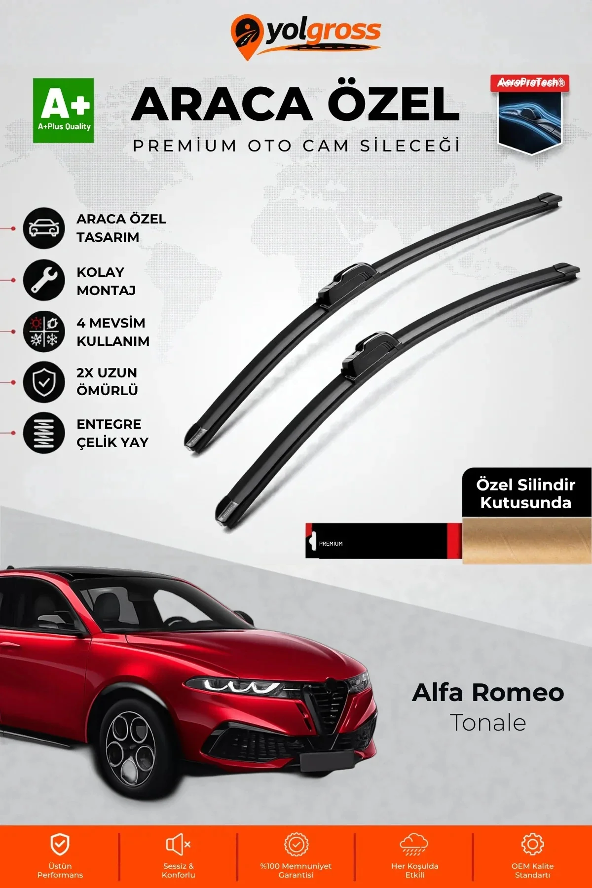 Alfa Romeo Tonale Ön Cam Silecek Seti 2022 Üzeri Premium Araca Özel 65-50 Cm A+ Kalite