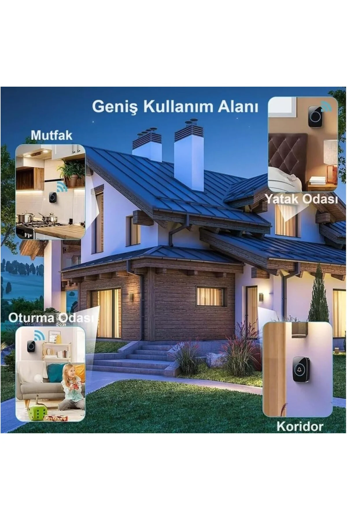 Alfalink Kablosuz Kapı Zili Ledli Uzaktan Kumandalı Işıklı Kapı Z