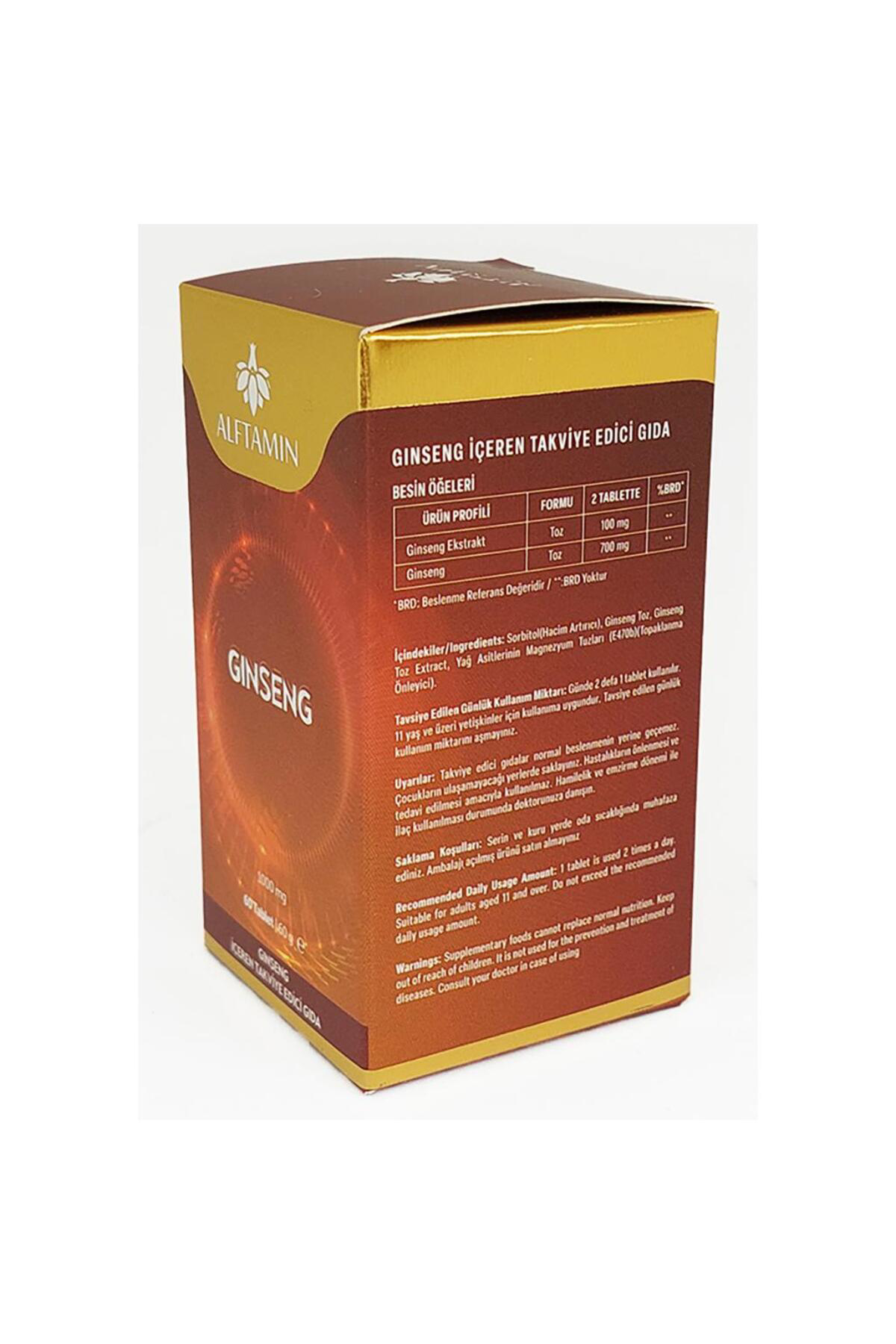 Alftamin Alftamin Ginseng İçeren Takviye Edici Gıda 1000 Mg 60 Tablet