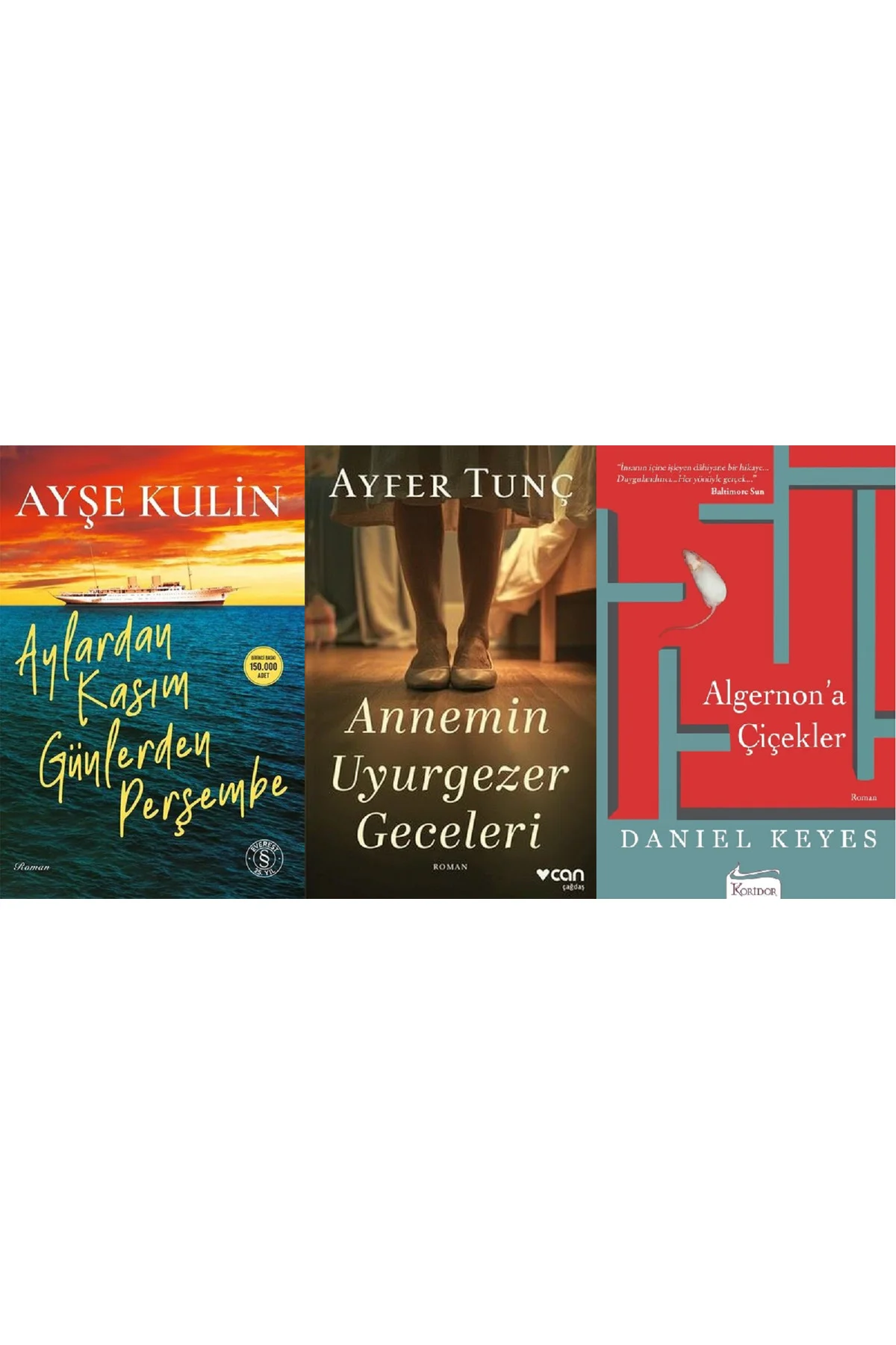 Algernona Çiçekler + Aylardan Kasım Günlerden Perşembe + Annemin Uyurgezer Geceleri 3 Kitap Algernona Çiçekler + Aylardan Kasım Günlerden Perşembe + Annemin Uyurgezer Geceleri 3 Kitap