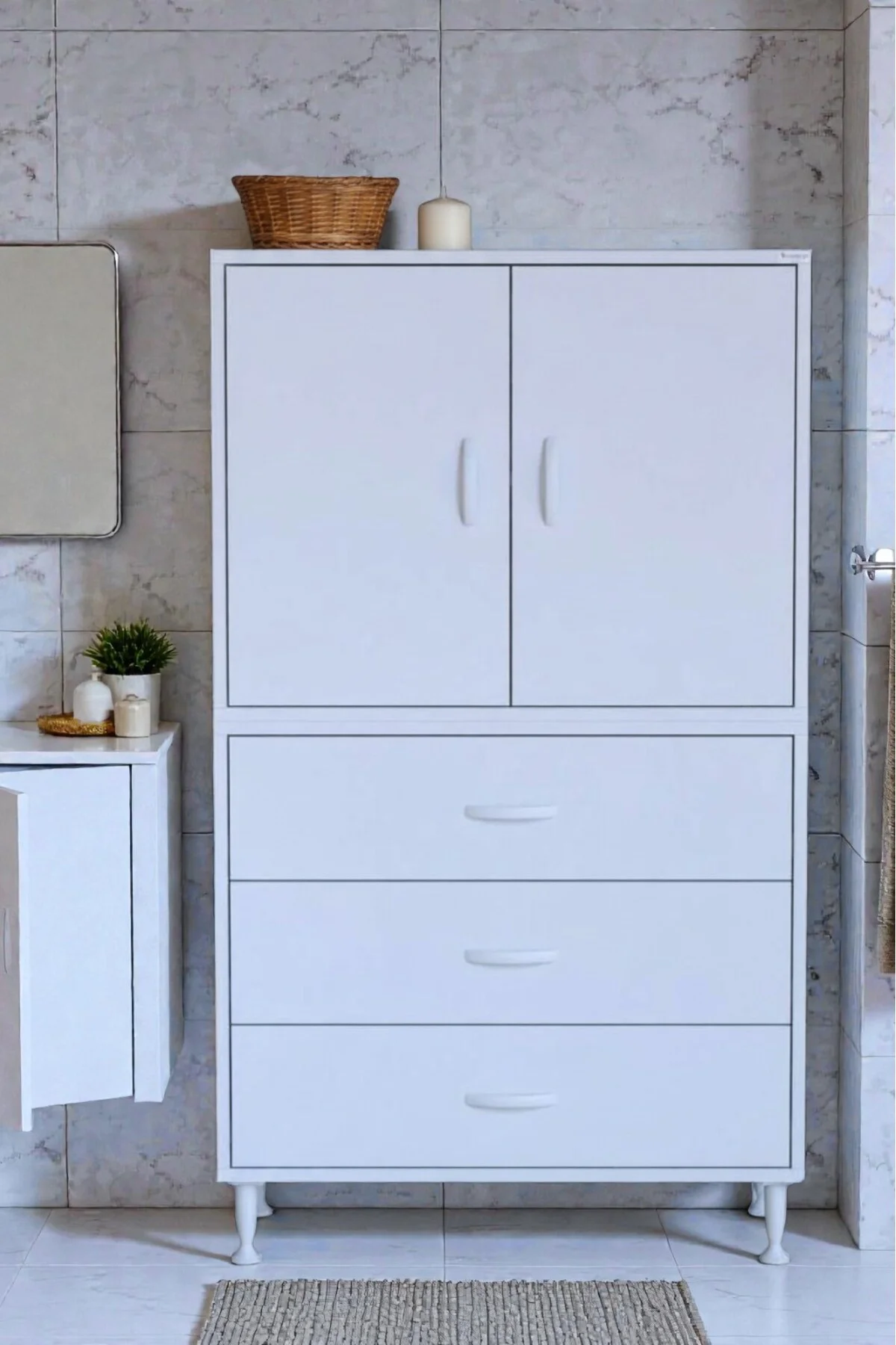 Alia Çok Kullanışlı Dolap G:85 cm Üst Bölme Kapaklı Alt Bölme Çek Alia Çok Kullanışlı Dolap G:85 cm Üst Bölme Kapaklı Alt Bölme Çek