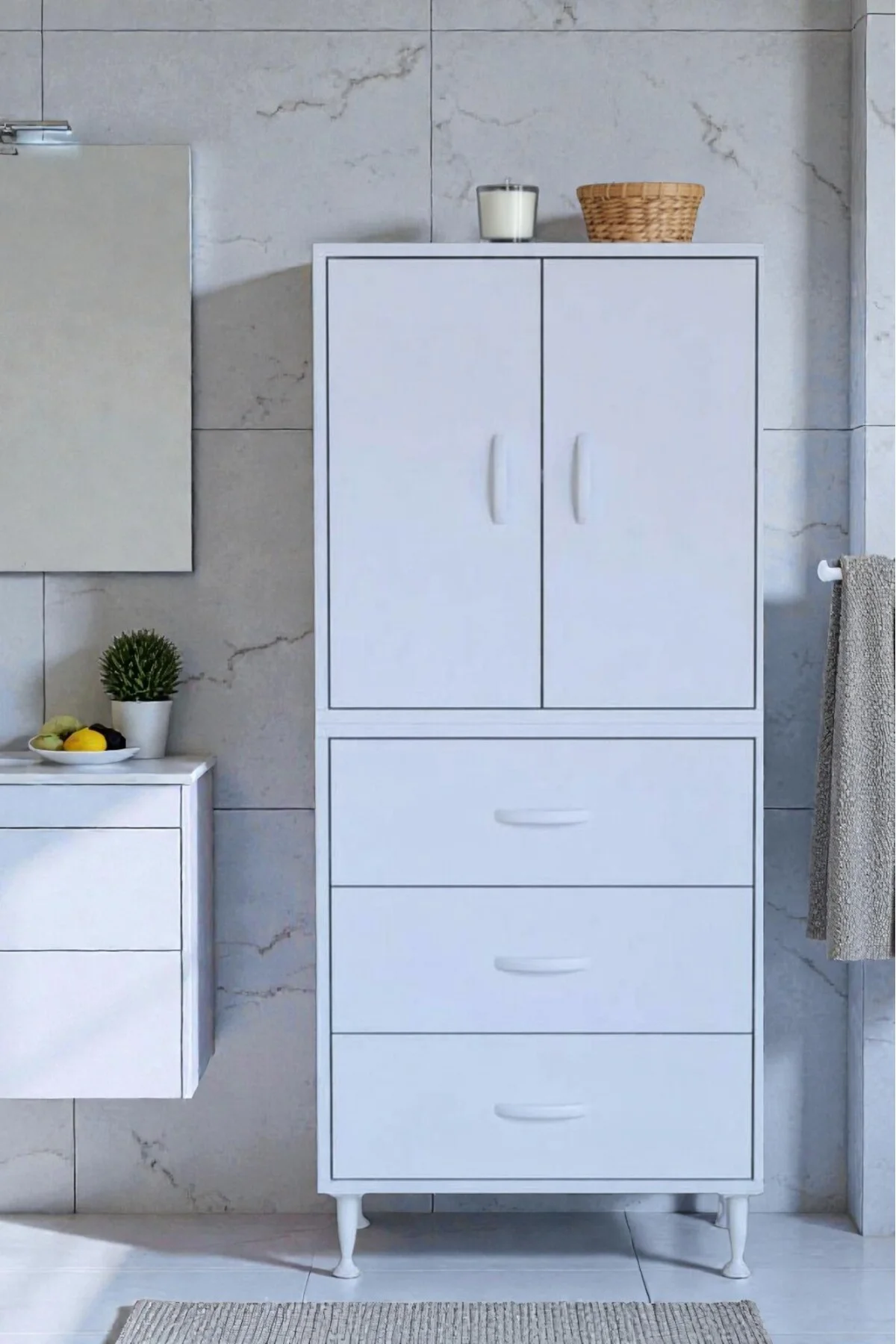 Alia Çok Kullanışlı Dolap G:60 cm Üst Bölme Kapaklı Alt Bölme Çek Alia Çok Kullanışlı Dolap G:60 cm Üst Bölme Kapaklı Alt Bölme Çek