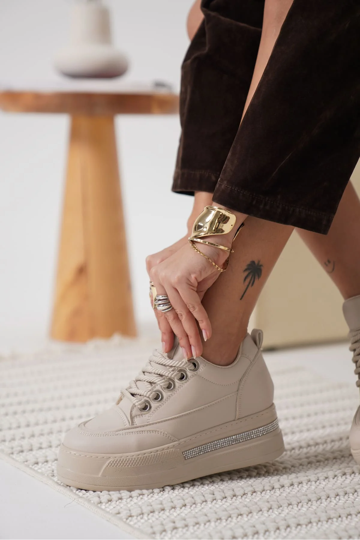 Alice Bej Rengi Gizli Topuklu Kadın Sneaker Alice Bej Rengi Gizli Topuklu Kadın Sneaker